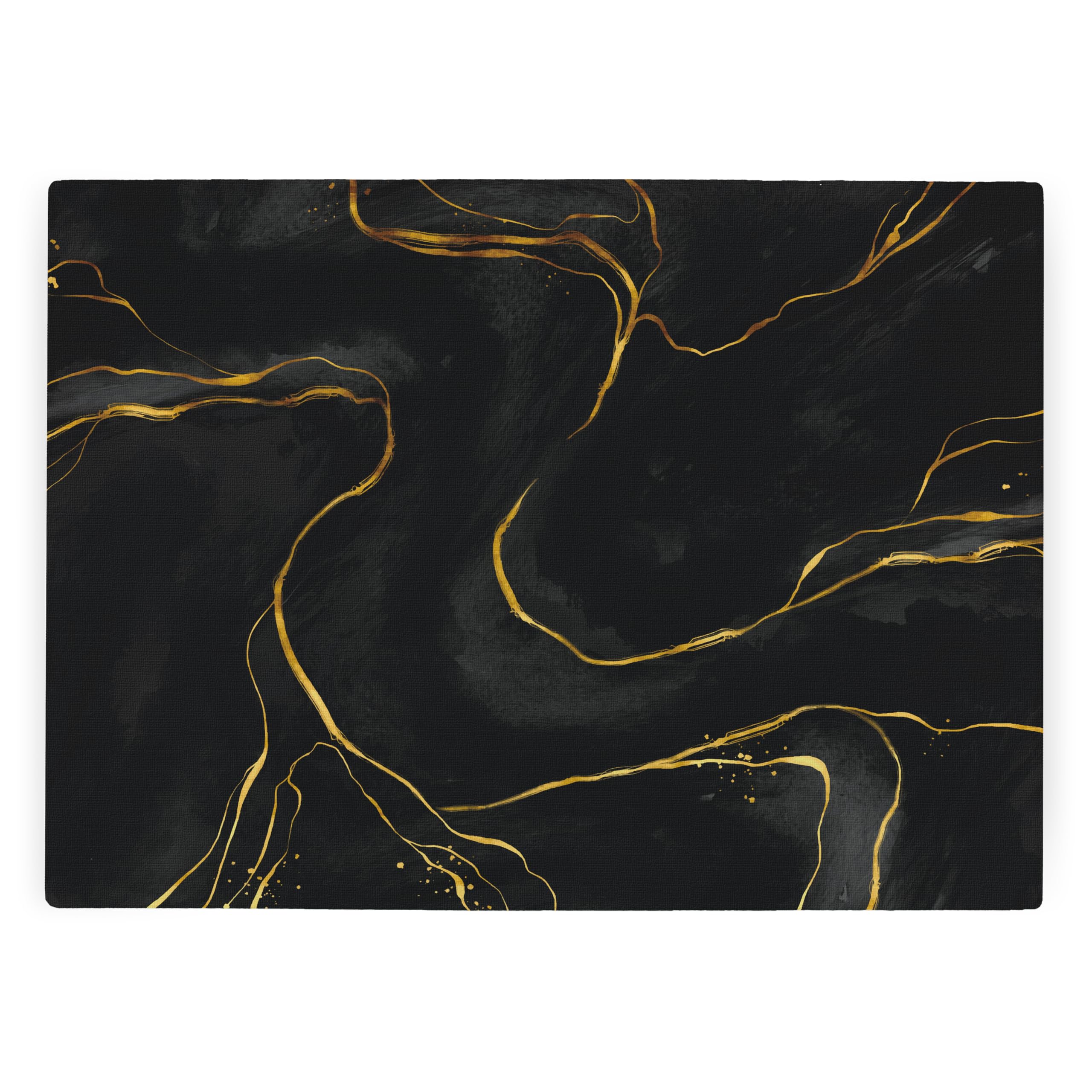 Marble Print Rectangular Large Glass Worktop Protector - Black and Gold Marble Print Gift - Textured Kitchen Chopping/Cutting Board Worktop Saver with Non-Slip Feet 39cm x 28.5cm (15" x 11")