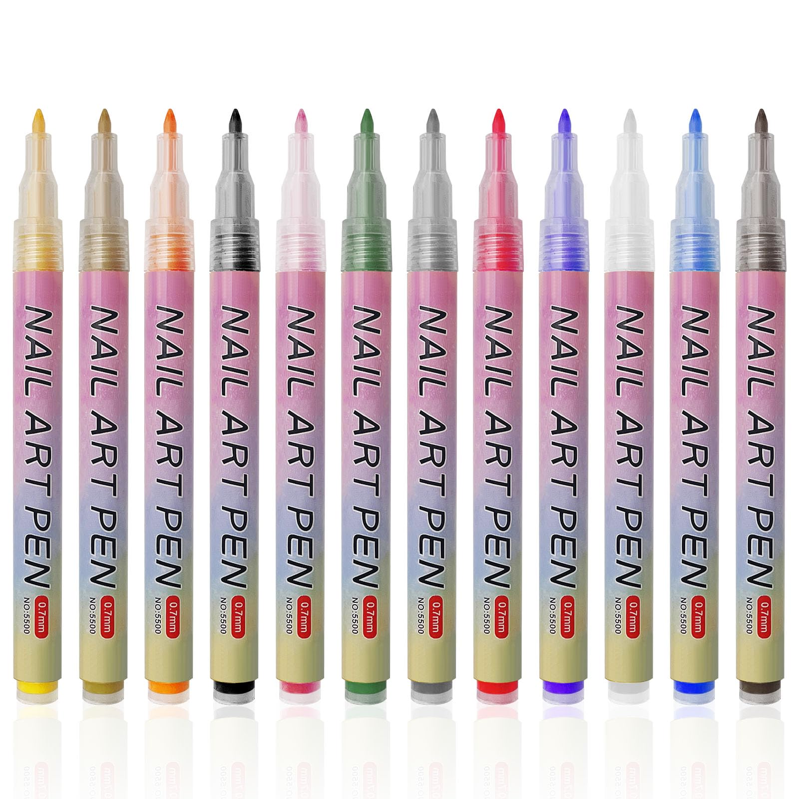 MeoZynxadril 12 Colore 3D Nail Art Pen, Pennarelli In Gel Estetici, DIY Nail Art Graffiti Pen, Penna Nail Art Unghie, Penna Decorativa, Per Nail Art Fai da Te, Pittura, Colorazione, Bellezza