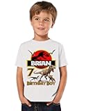 Personalized Jurasic Birthday Shirt, Add Any Name and Age, Custom Shirts for a Jurasic Birthday Party, Family Matching Shirts. White