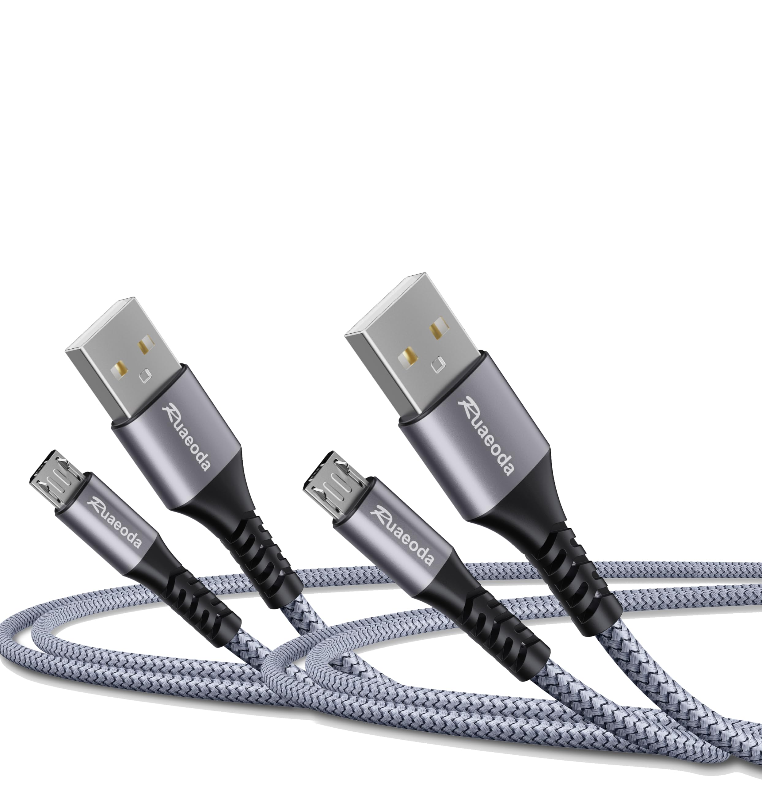Micro USB Cable Android Charger 6ft 2PACK Compatible with PS4 Charger Cord - High Speed 2.0 USB A Male to Micro USB Nylon Braided Cable for Android Phone