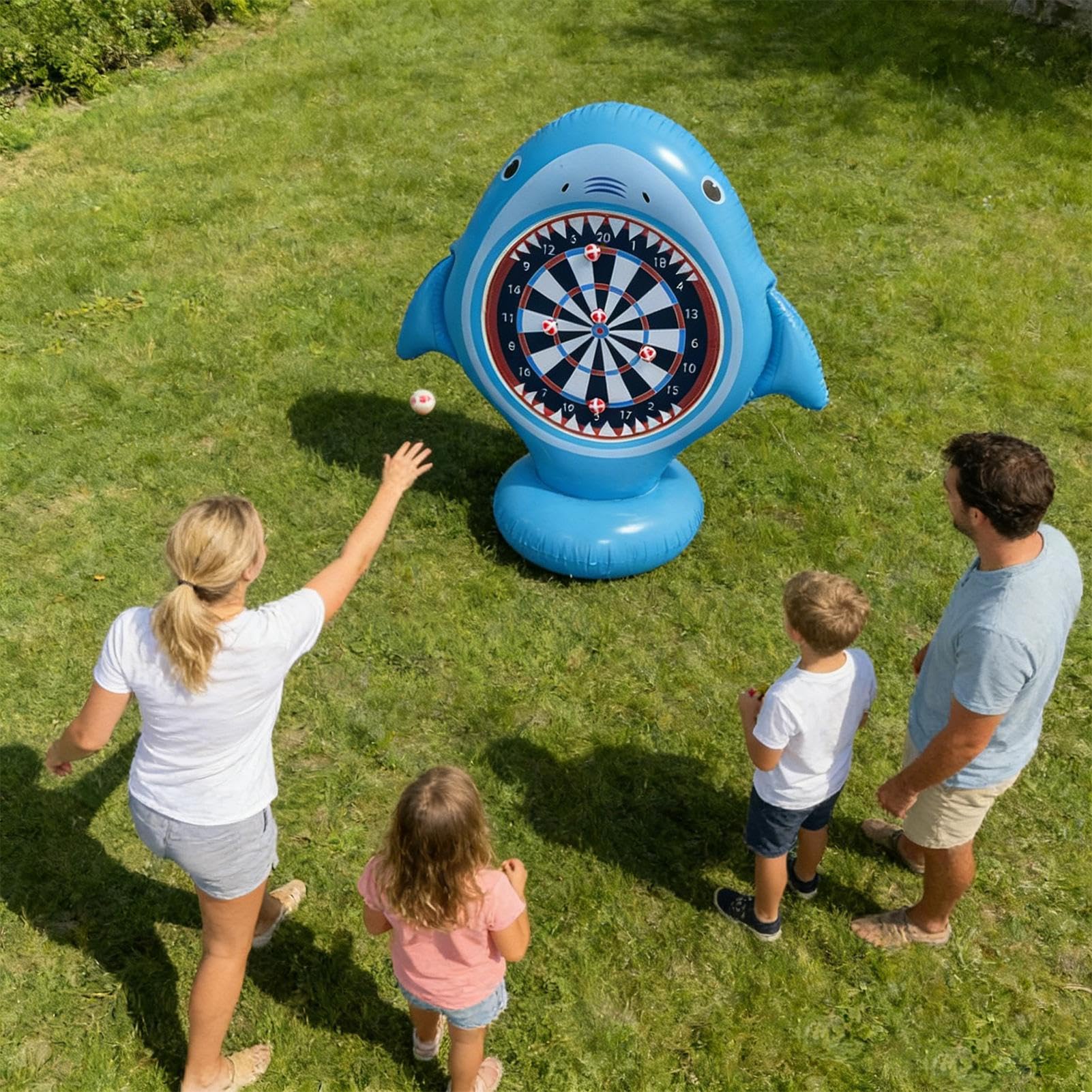 Diana inflable para dardos Juguete de Piscina con Forma de Tiburón