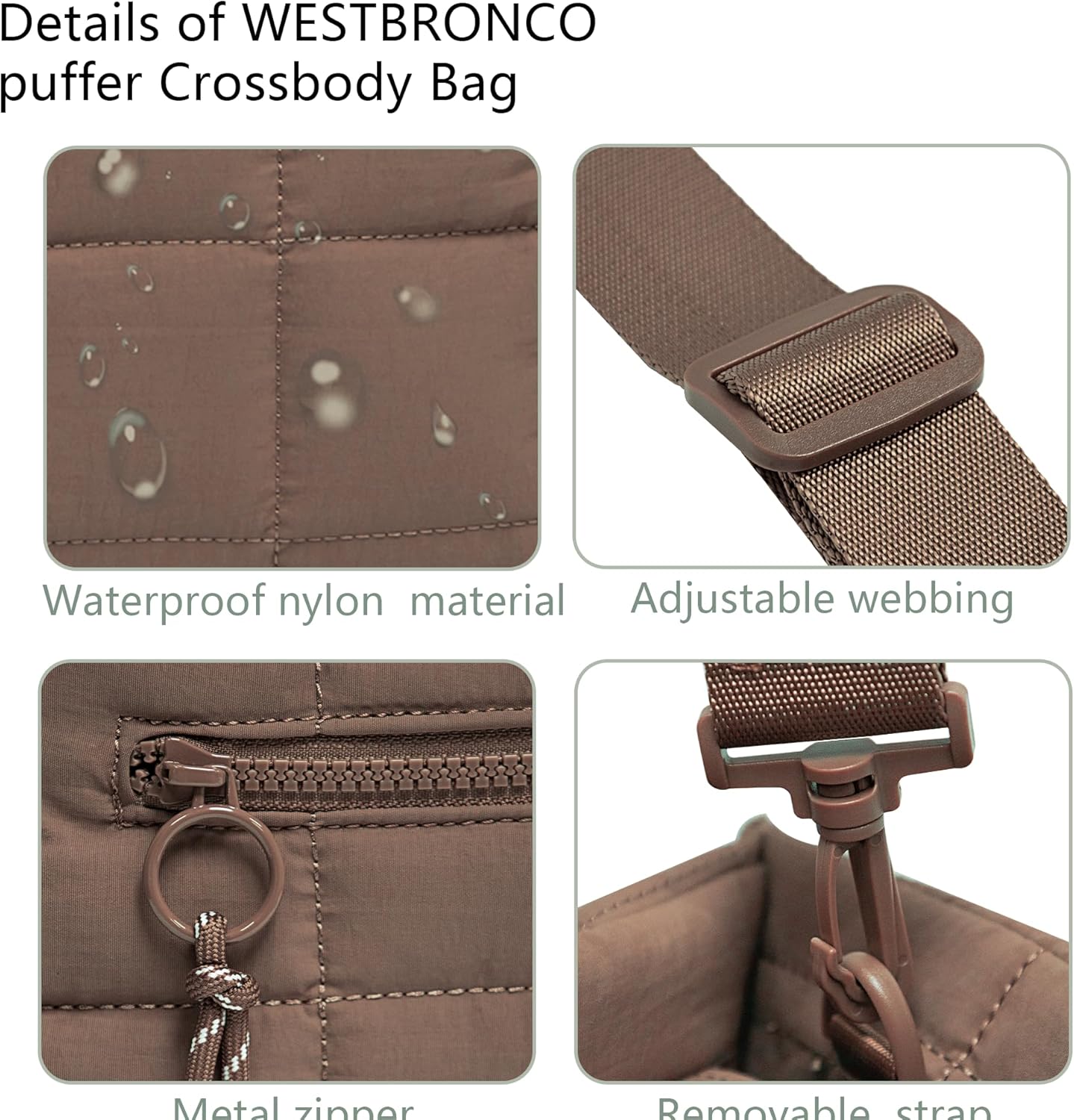 Quilted Crossbody Bags for Women,Puffer Weekender Overnight Bag,Purse Handbag Organizer,Small Tote Bags Shoulder Bag - Image 5