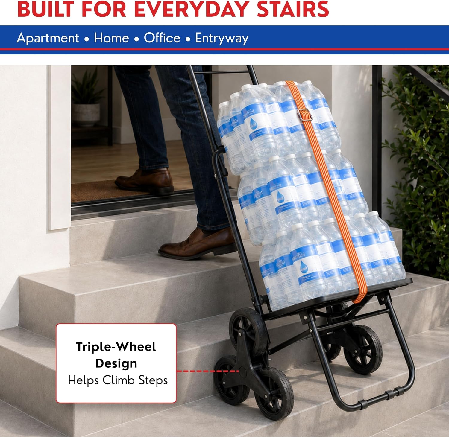 Shopping Cart, Super Loading Stair Climber 220 lbs Capacity, Grocery Foldable Trolley with Extra Large Shopping Bag Laundry Utility Cart with Adjustable Bungee Cord (Black)