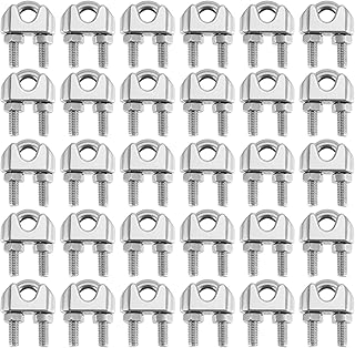 HOIGON 30 Pack 5/16 Inch M8 Wire Rope Clamp, 304 Stainless Steel Wire Rope Clip U Bolt Saddle Fastener for 5/16 Wire Cable Rope Zipline Grey