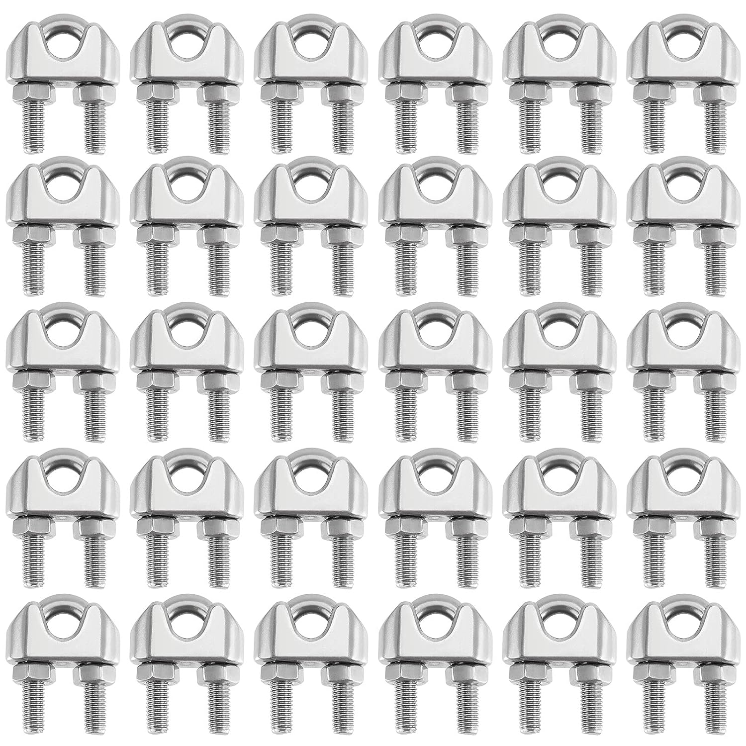 HOIGON 30 Pack 5/16 Inch M8 Wire Rope Clamp, 304 Stainless Steel Wire Rope Clip U Bolt Saddle Fastener for 5/16 Wire Cable Rope Zipline