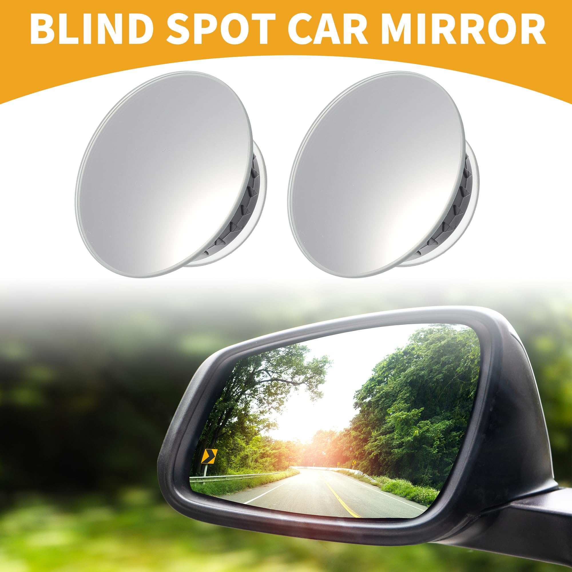 Partuto 1 Pair Universal Blind Spot Car Mirrors - Car - Glass Black, White, 1.38"x0.43" - Image 2