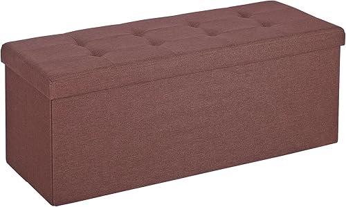 Miniatura 32 de ZenStyle Banco otomano de almacenamiento de 43 pulgadas, reposapiés plegable con asiento acolchado, baúl de almacenamiento largo para zapatos con