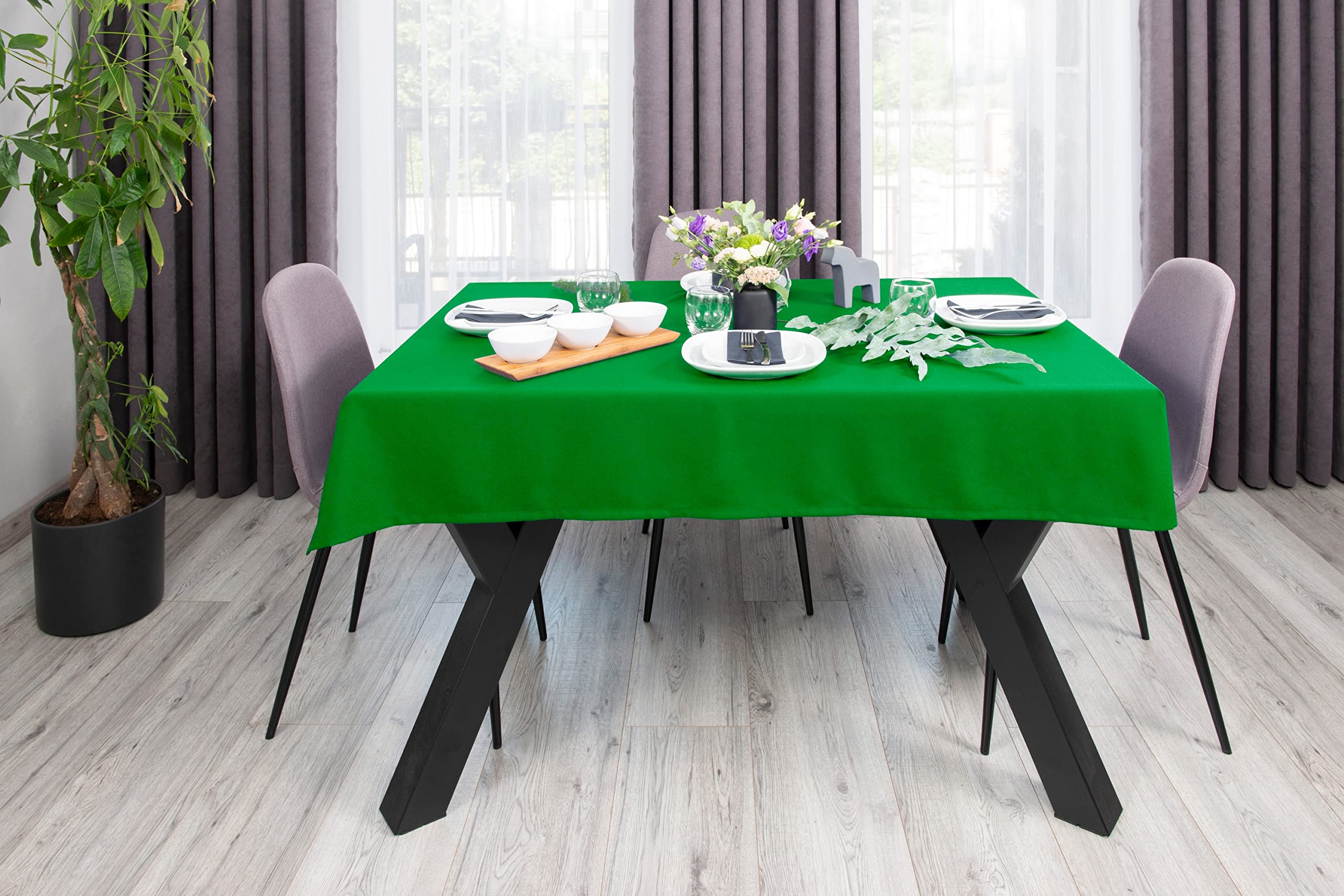 NIBLO Tablecloth Table Runner Table Linen Table Decoration Table Cloth (Green, Tablecloth - 120 x 120 cm) - Image 3