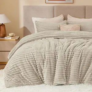  Fleece Twin/Twin XL Comforter Set, Fluffy Bed Set, Linen