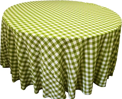 Mantel redondo a cuadros 90, 96, 108 y 120 pulgadas. Varios colores disponibles. Se vende individual. por Runner Linens Factory (108, salvia y