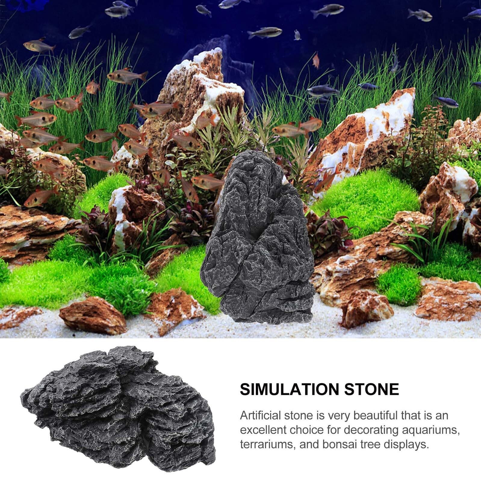 Didiseaon Decorazione per Acquario in Resina Pietra Realistica Sicura per Animali Acquatici e Terrari Effetto Naturale per Allestimenti di Acquari e Bonsai