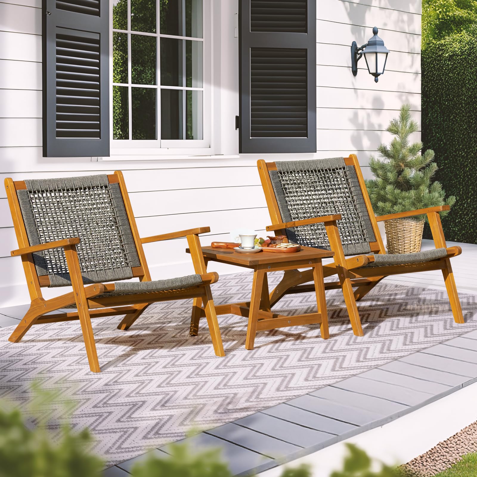 Amazon.com: Idzo 3-Piece Wood Patio Bistro Set, FSC-Certified