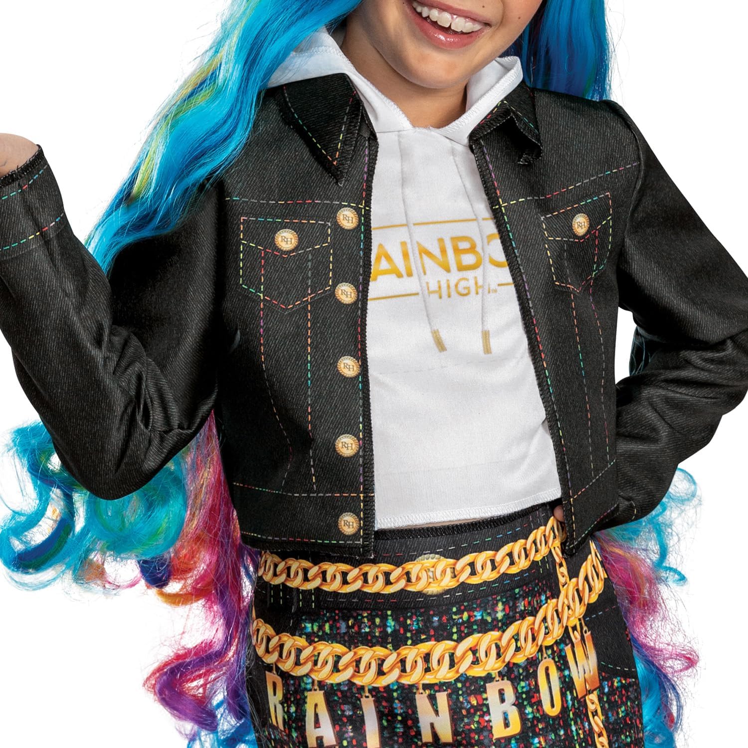 Disguise Amaya Costume for Girls, Official Rainbow High Costume with Jacket and Skirt, Child Size (7-8)