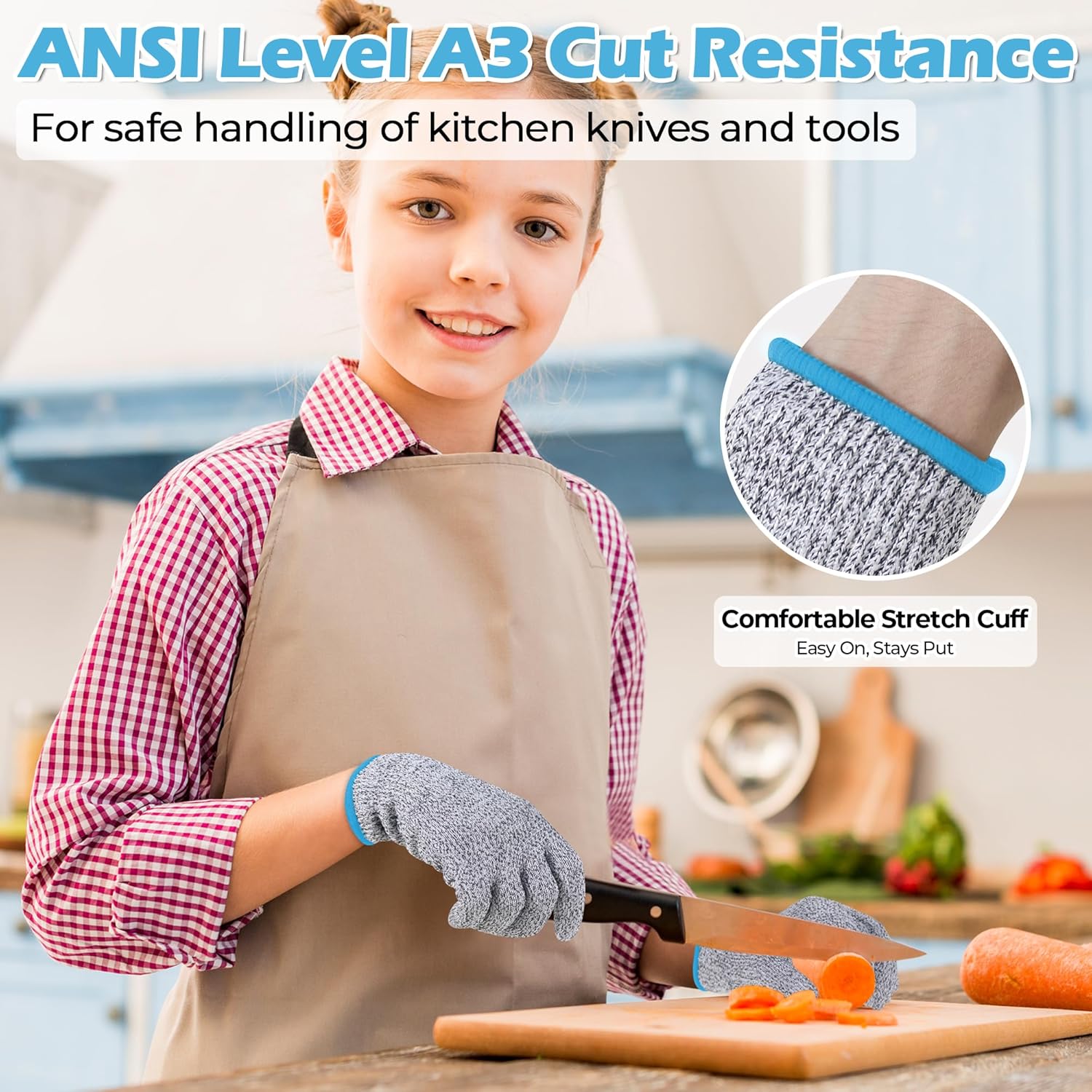 HANDLANDY Cut Resistant Gloves for Adult & Kids, Food Grade Anti-Cut Safety Gloves for Cooking Mandolin Meat Cutting Fishing - Image 5