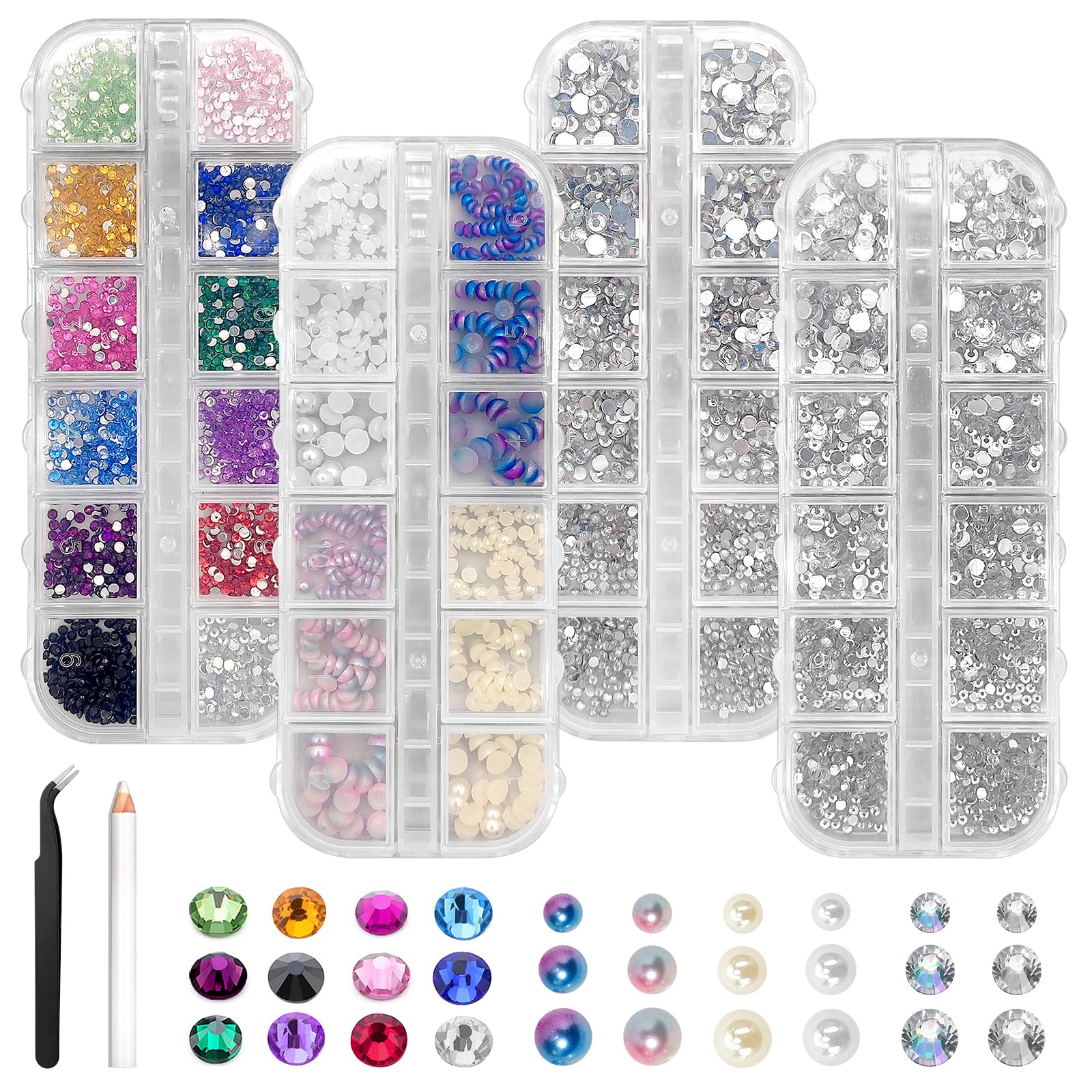 2400 Strasssteine Nageldesign-Set – Inklusive Pinzette & Picking Pen Für DIY Nailart