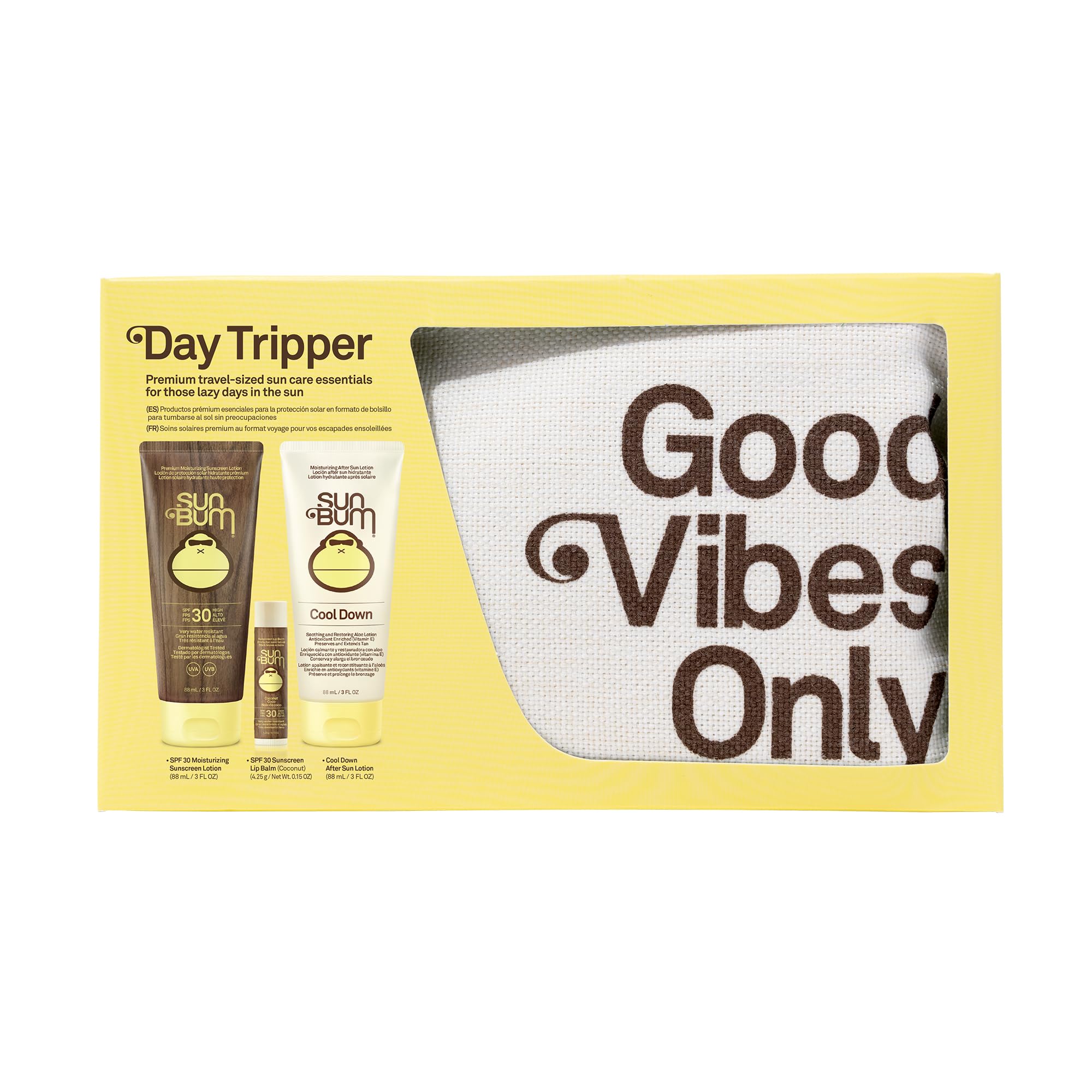 Sun Bum Day Tripper SPF 30 Sun Care Kit, Travel Size Pack with Broad Spectrum Moisturizing Sun Cream Lotion, Sunscreen Lip Balm and Hydrating Cool Down After Sun Lotion