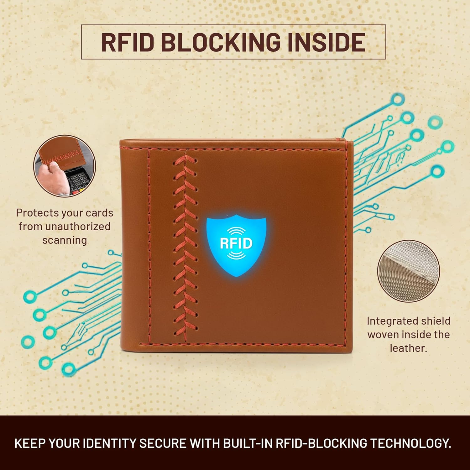 Thin Sporty Designer Bifold Wallets for Men – Handcrafted Full-Grain Leather Wallet with Baseball Art – Slim RFID Wallet for Men with Card Slots for Daily Carry, Birthday & Christmas Gifts, and More - Image 5