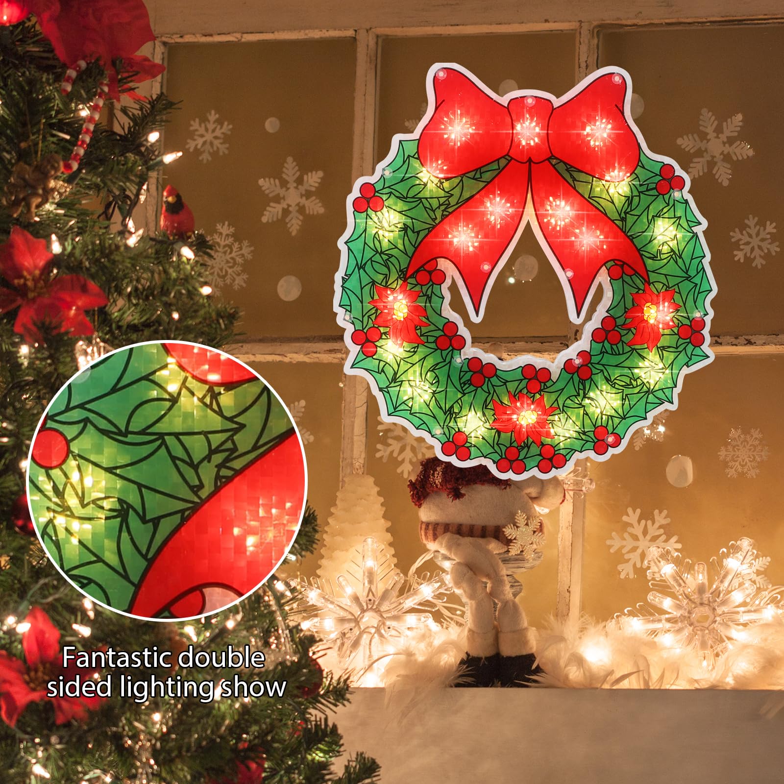 Amazon.co.jp: LAMPHOME 17インチ 20L ライト付きリース クリスマス