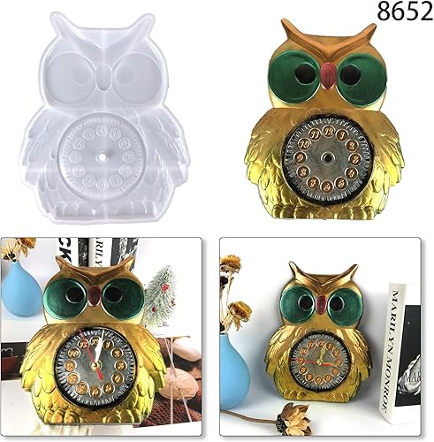 Miniatura 7 de Moldes de resina de silicona para reloj de búho 3D, moldes de resina de animales grandes, moldes de resina epoxi, fundición de resina para colgar en