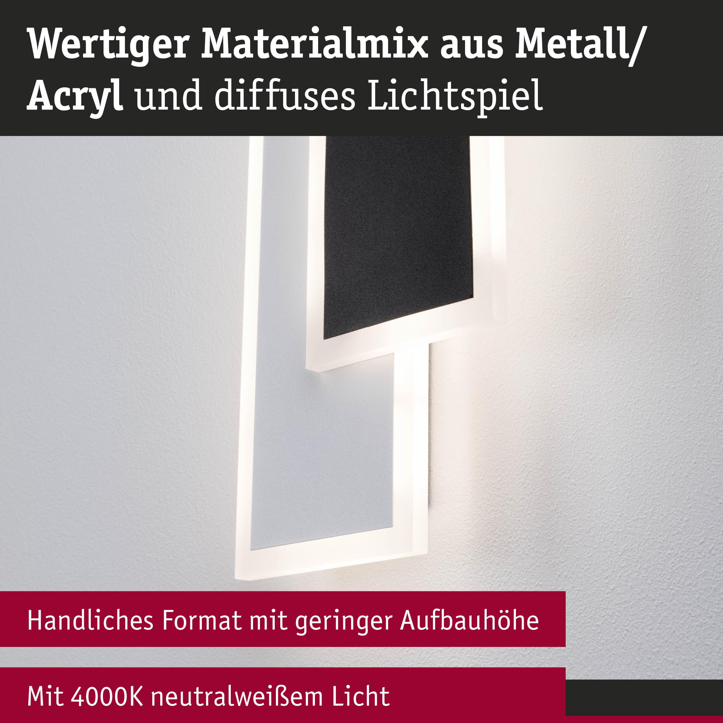 Paulmann 71167 WD 2Form WL LED 16W 150x350mm Weiß Schwarz 230V Acryl Metall