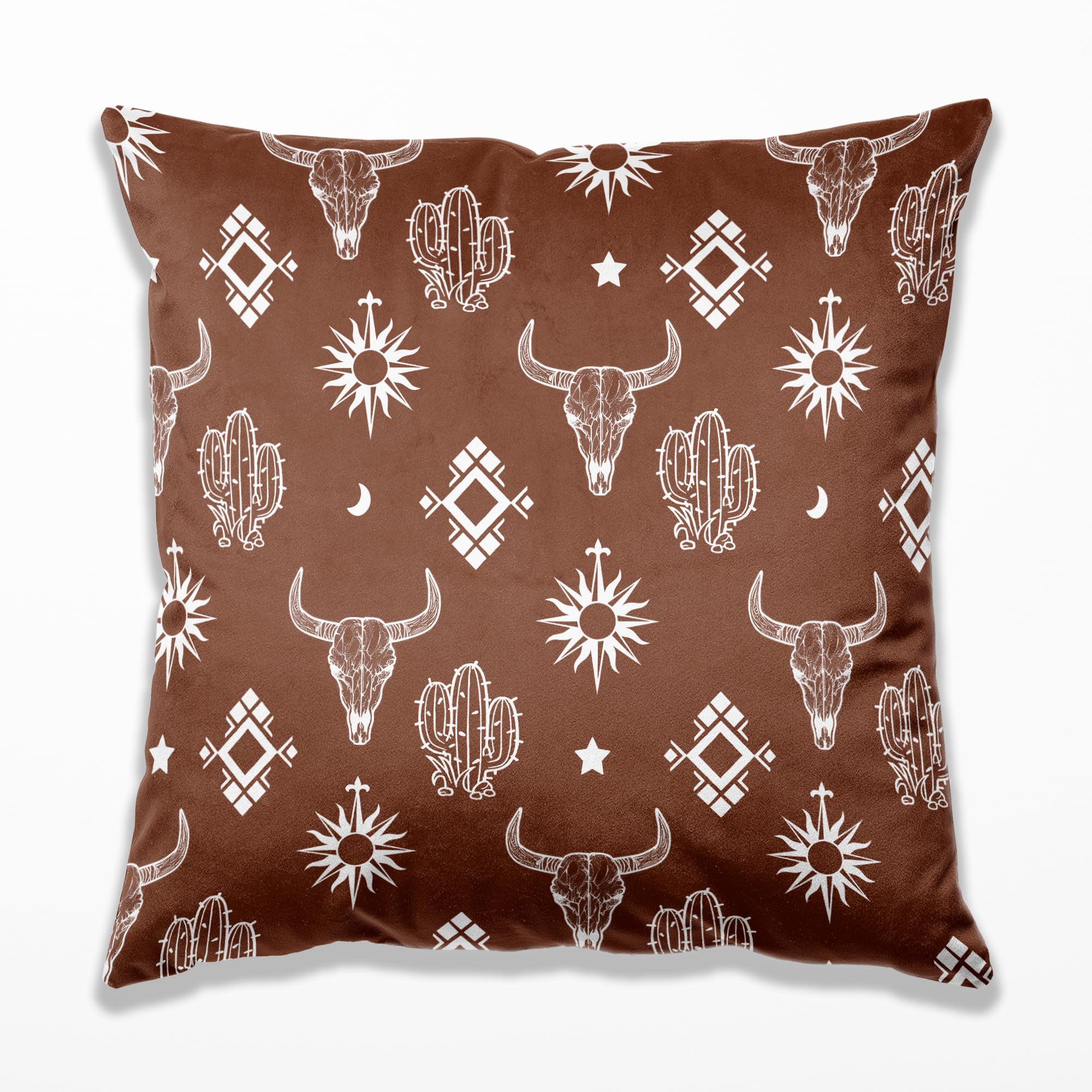 TopXmai Western Cow Bull Longhorn Skull Pillow Cover for Bed 18 x 18,Western Throw Pillow Covers for Bed,Western Gifts for Women,Cowhide Howdy Pillow,