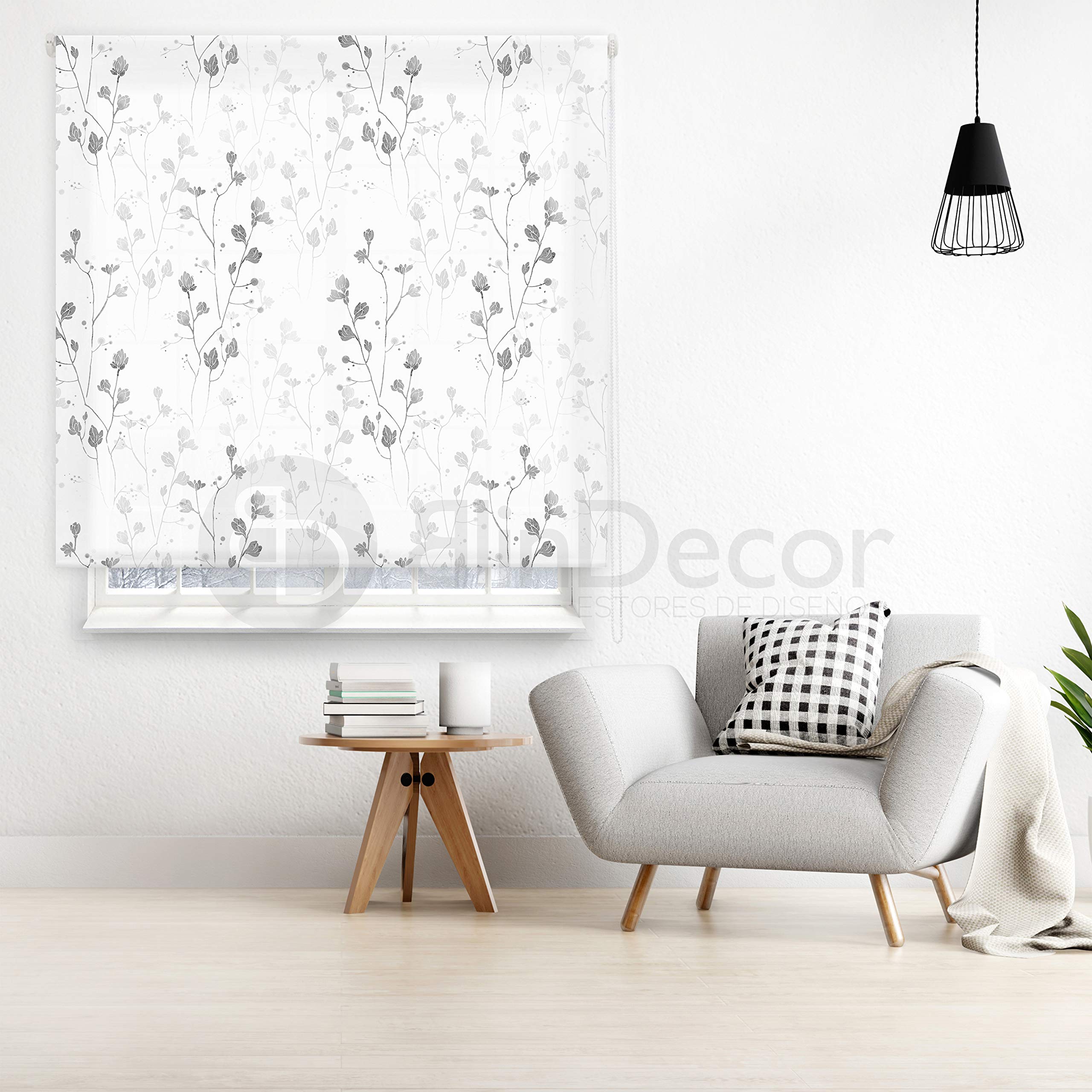 Blindecor Flores | Estor Enrollable Translúcido con Estampado Impresión Digital | Modelo Bloom | 130 x 180 cm (ancho por alto) Tamaño de la Tela 127 x 175 cm | Estores para Ventanas