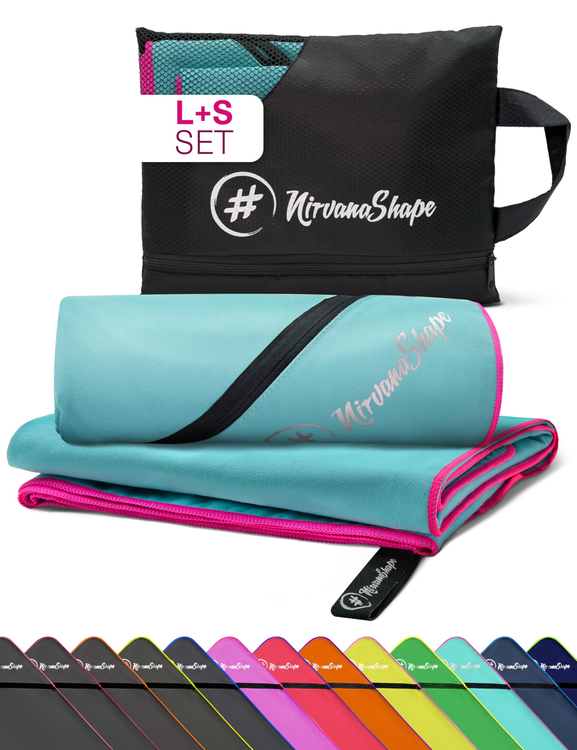 NirvanaShape Toalla de Microfibra 60 x 40 cm, Toalla de Viaje Ligera y compacta - Toalla de Microfibra para Viajes, Vacaciones, Fitness - sin Bolsillo en la Esquina ni Bolsa de Embalaje — view 87