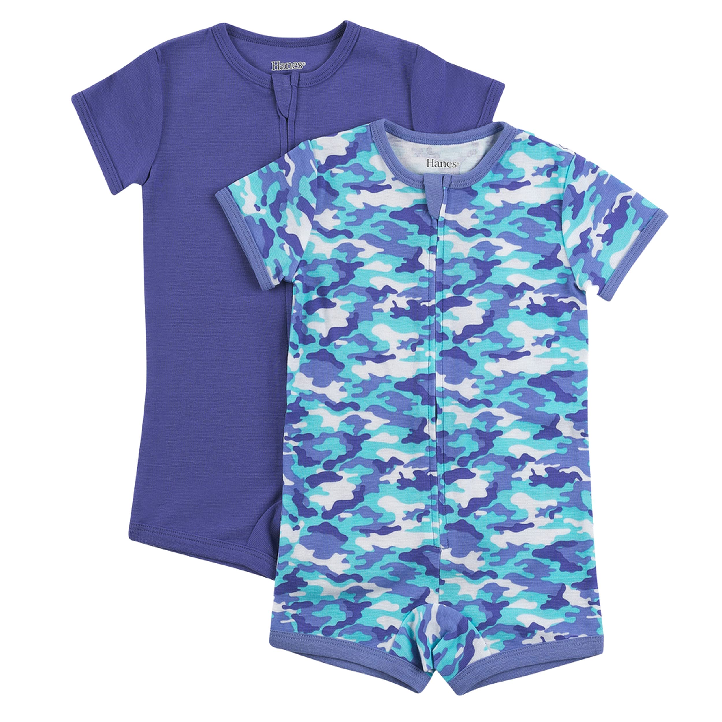 Hanes Unisex Baby Rompers, Ultimate Zippin Short Sleeve For Boys & Girls, 2-pack Bodysuit, Purples, 12-18 Months US