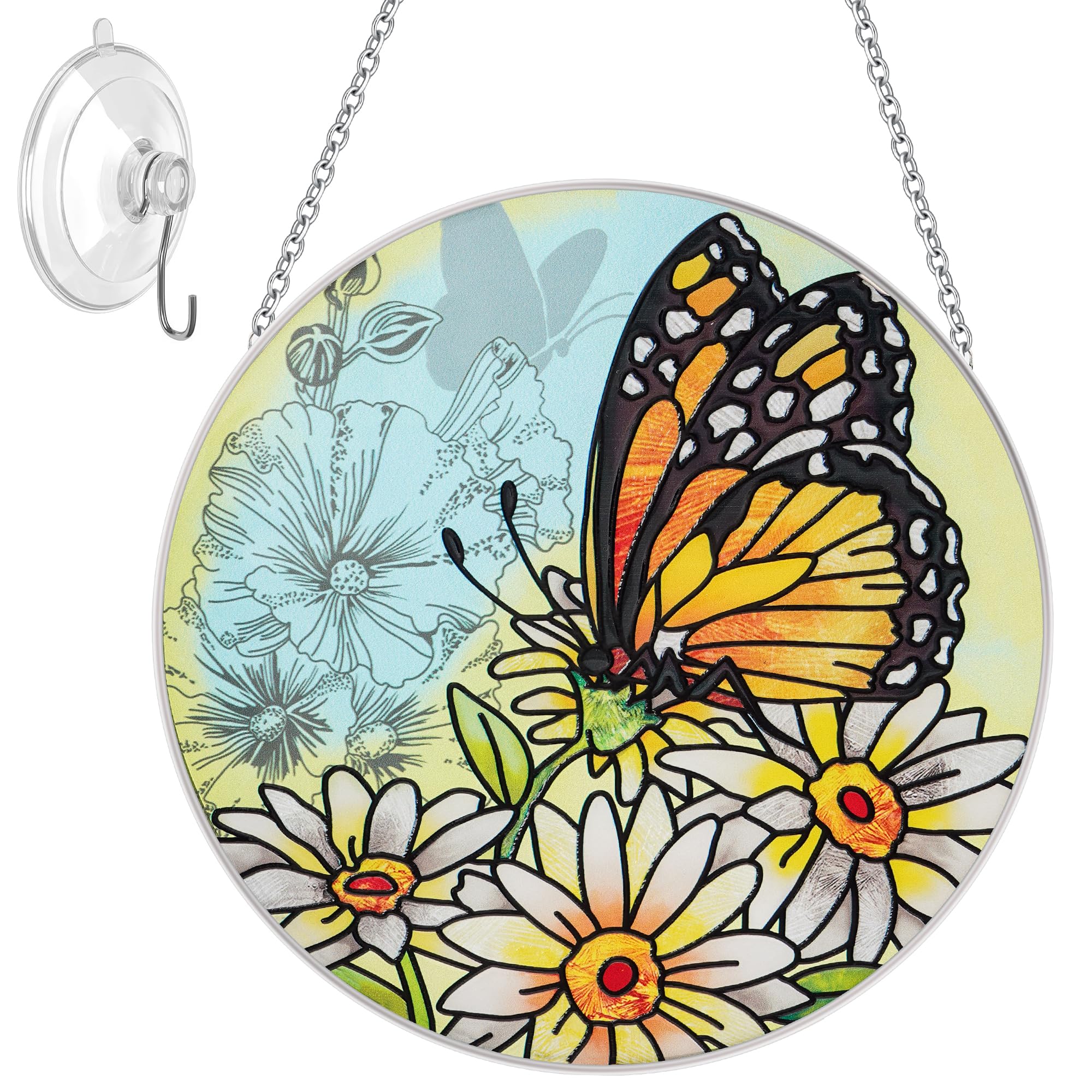 Stained Glass Butterfly Suncatcher Window Hanging Ornament for Home and Garden Decor 100% Real Glass with Elegant Butterfly Design Gift for Mom and