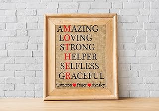 Christmas Gift Ideas, Christmas Gift from Kids, Acronym Mother Print, Mother's Gift, Gift for Mom, Personalised burlap print (Frame not included)