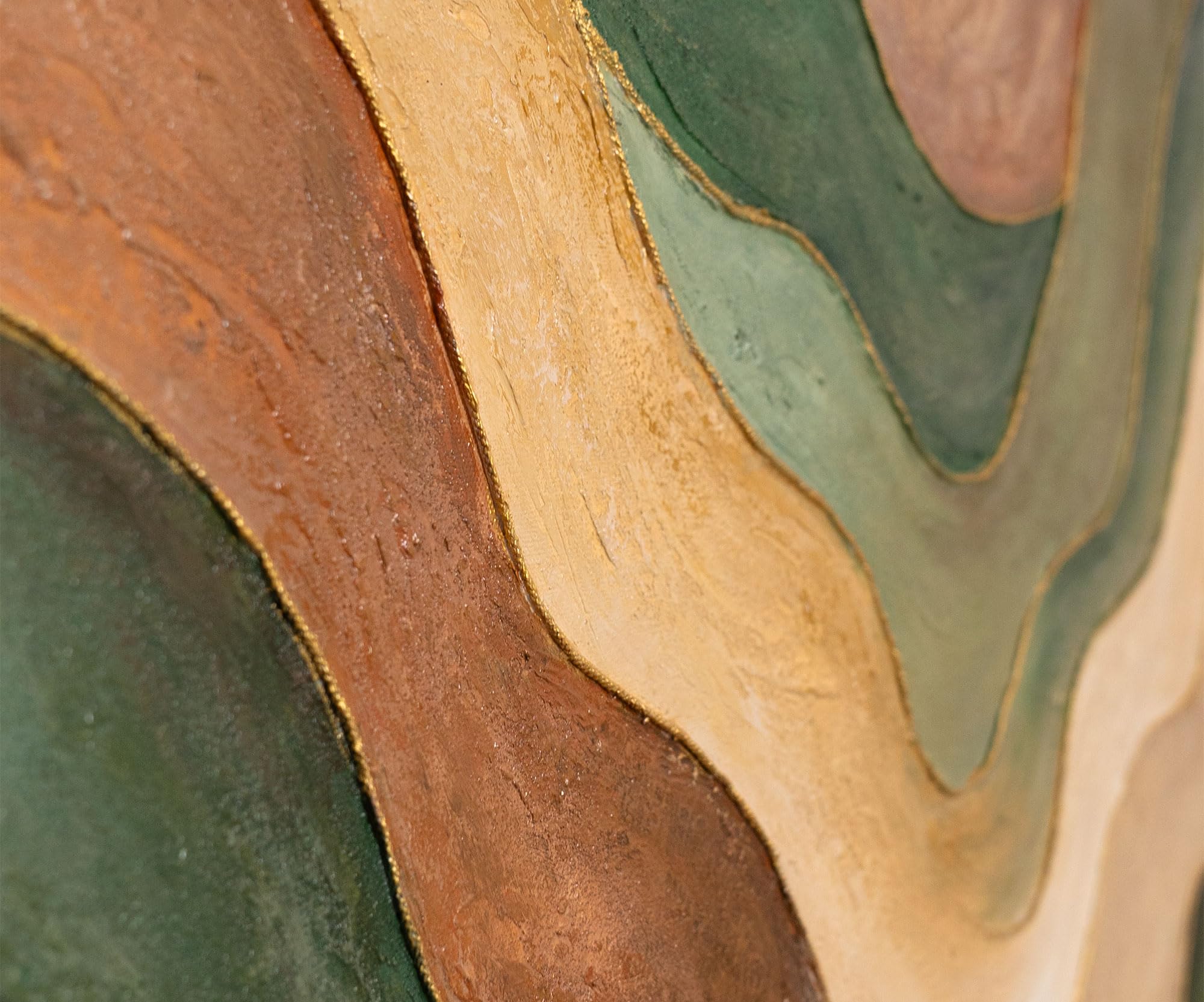 YS-Art Beliebt Acrylbild mit Beige-Grüntöne Abstrakt farbenfrohe handgemalt