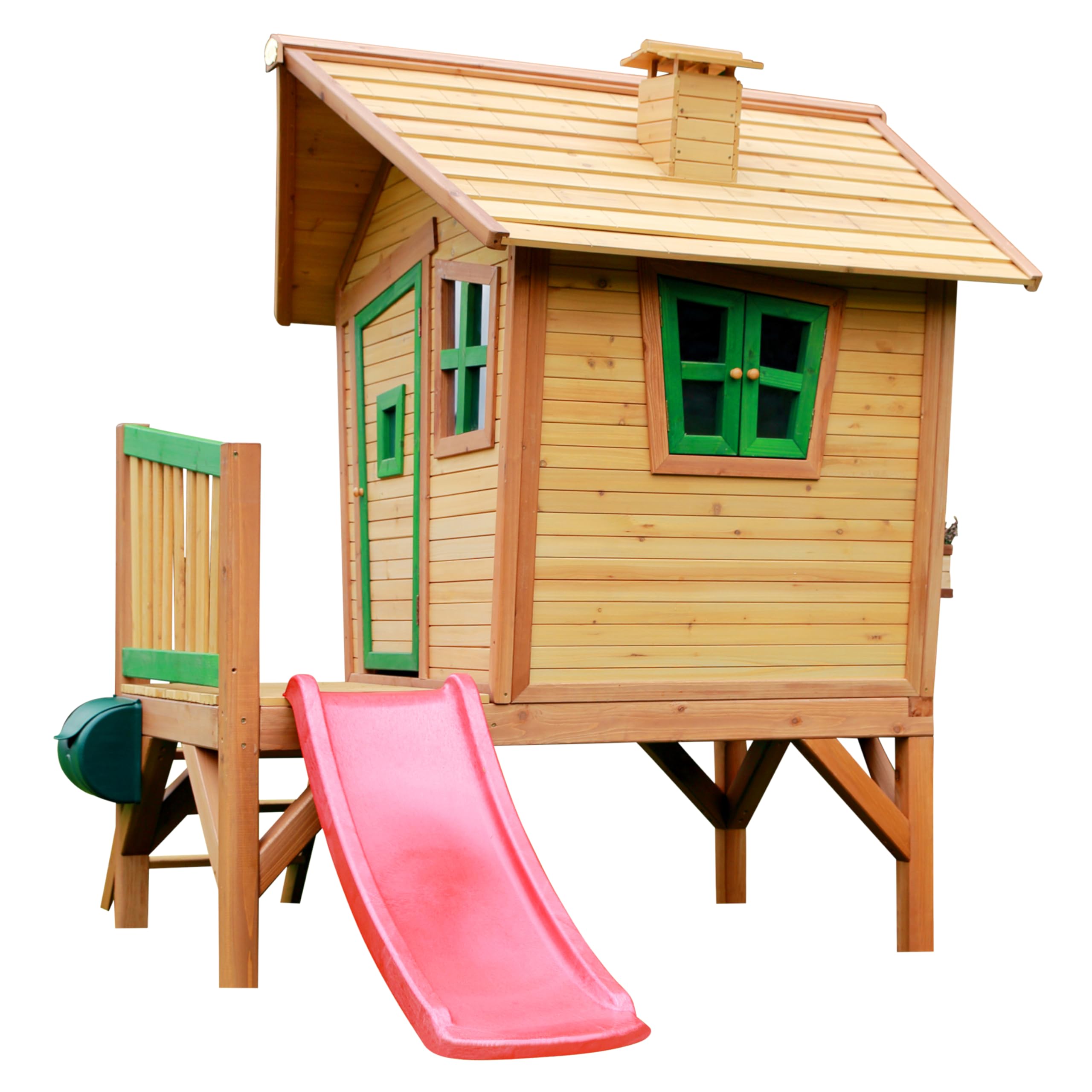 AXI Robin Casa Infantil de Madera FSC con Tobogan Rosso | Casita de Juegos para ninos de Jardin/Exterior | Parque Infantil en Marron y Verde.