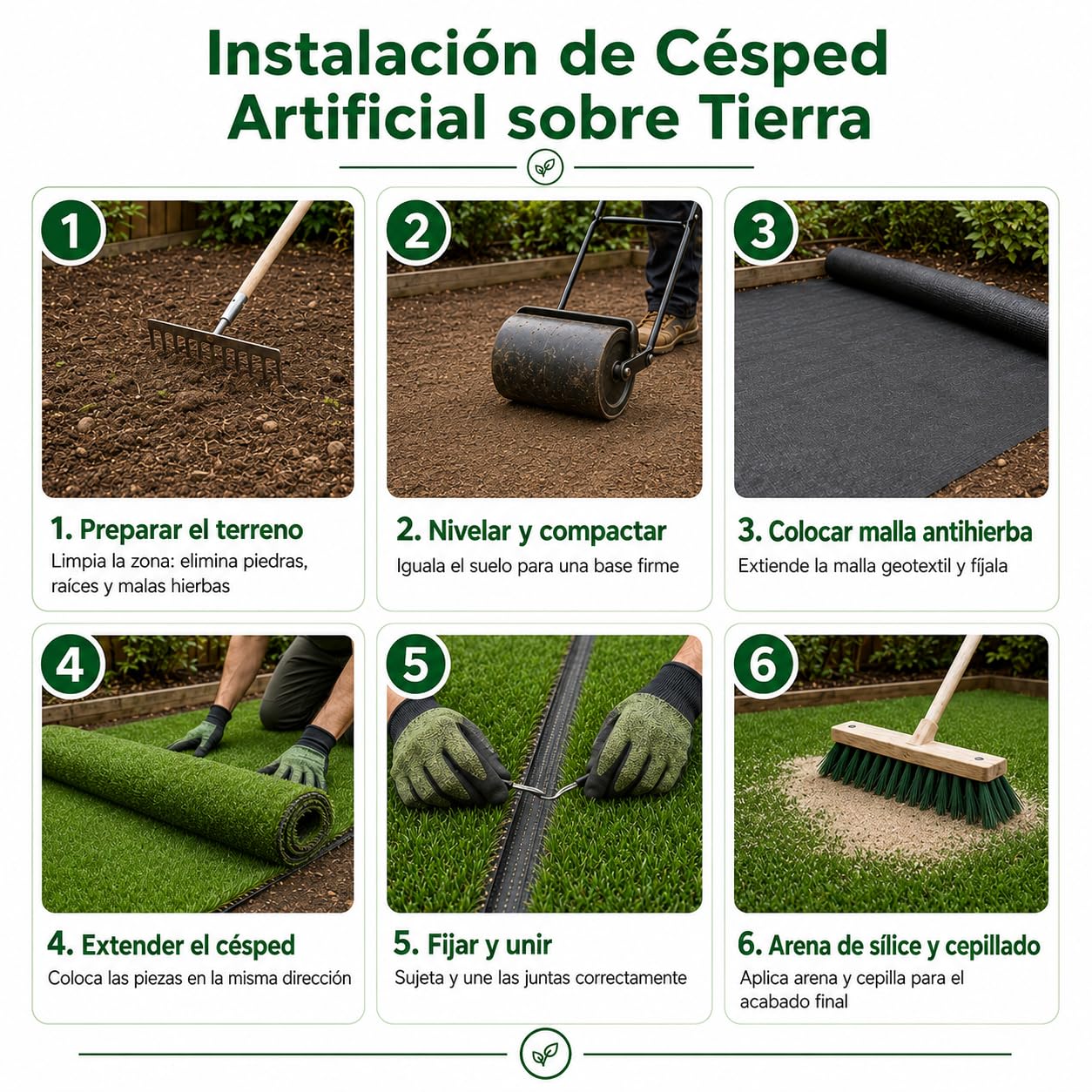 Césped Artificial Premium 35mm, Rollo 2x5m Modelo California, 18.900 Puntadas, 6.700Dtex. Máximo Realismo, Alta Densidad, Ideal para Exteriores, Piscinas, Terrazas y Jardín