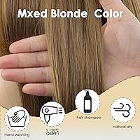 Vista 5 de XIUFAXIRUSI XIUFAXIRUSI - Pelucas cortas rubias con corte Bob para mujeres blancas, con flequillo lindo, peluca sintética de longitud hasta