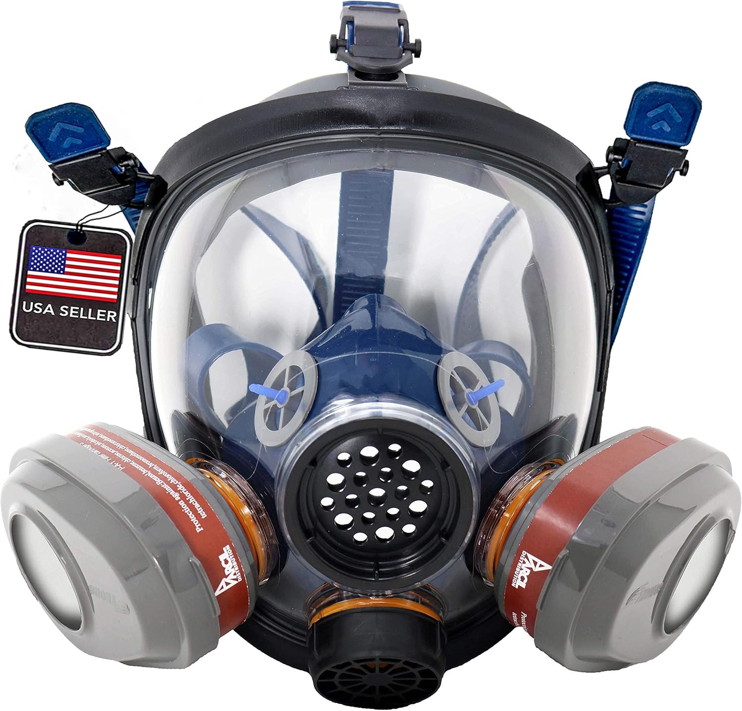 Home Fire Safety Kit - PT-101 Full Face Respirator with Smoke Filtration & 2 Emergency Fire Extinguisher Home Blankets - Dual Activated Charcoal Filter Set Included