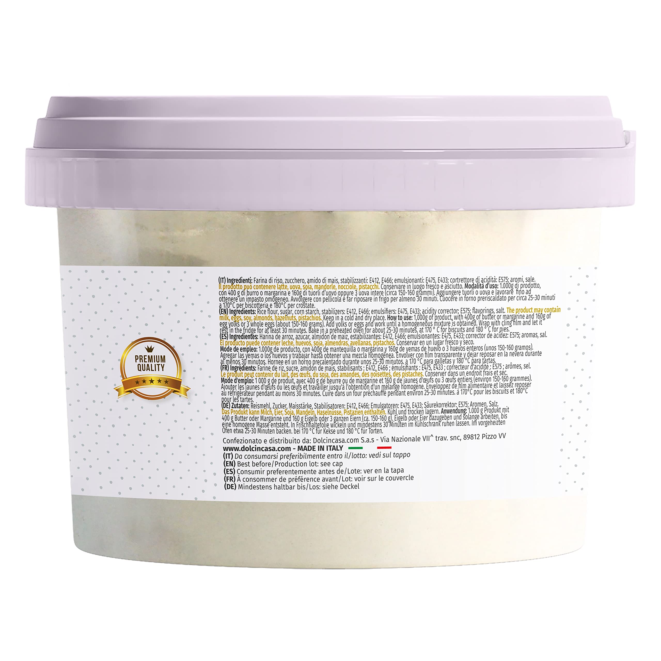 Dolcincasa-Preparato per Biscotti e Pasta Frolla Senza glutine 500g Italiano Mix in Polvere pronto all'uso