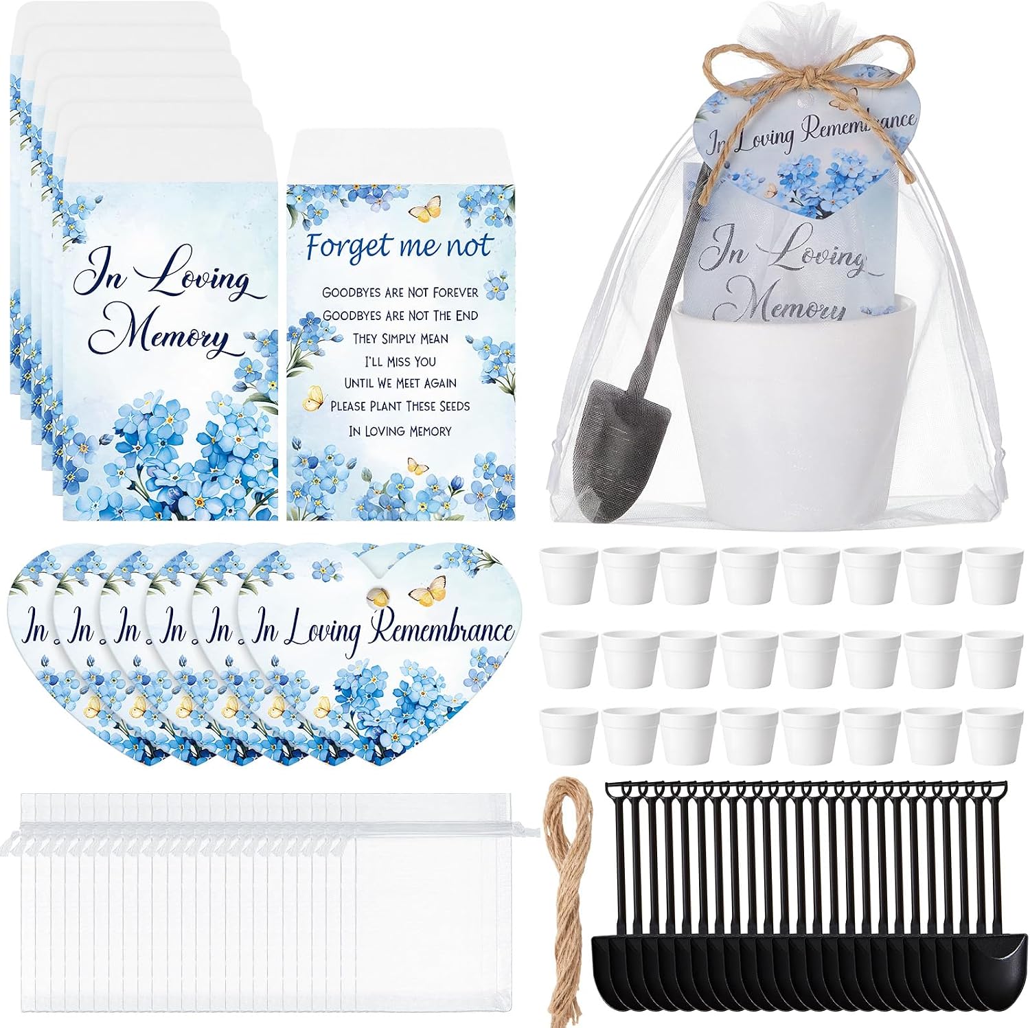 24 Sets Forget Me Not Card Sets Funeral Favors for Guests