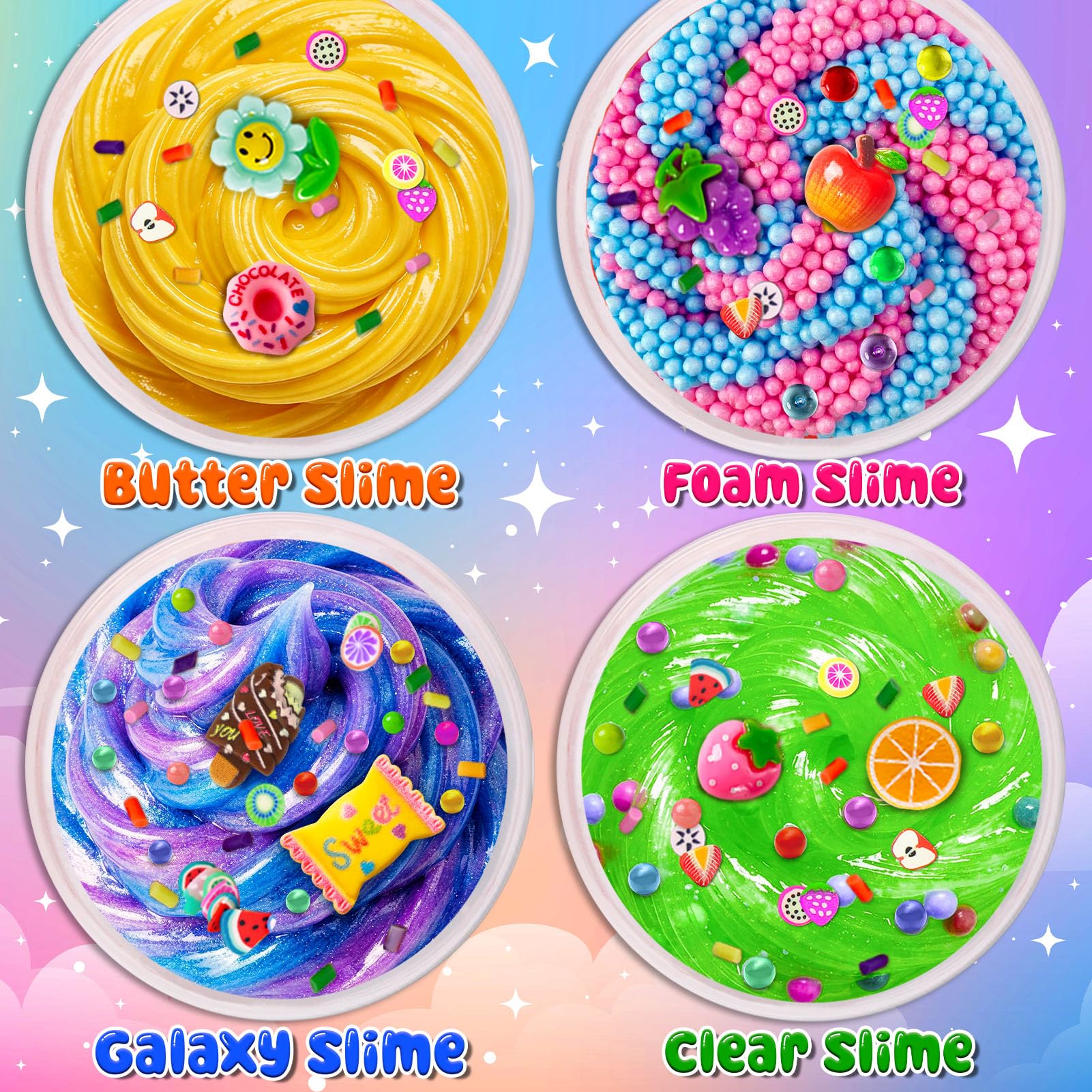 20 Pack Slime Kit for Girls & Boys, Premade Slime for Kids Ultimate DIY Party Crafts Set including 4 Types Slime of Clear - Image 3