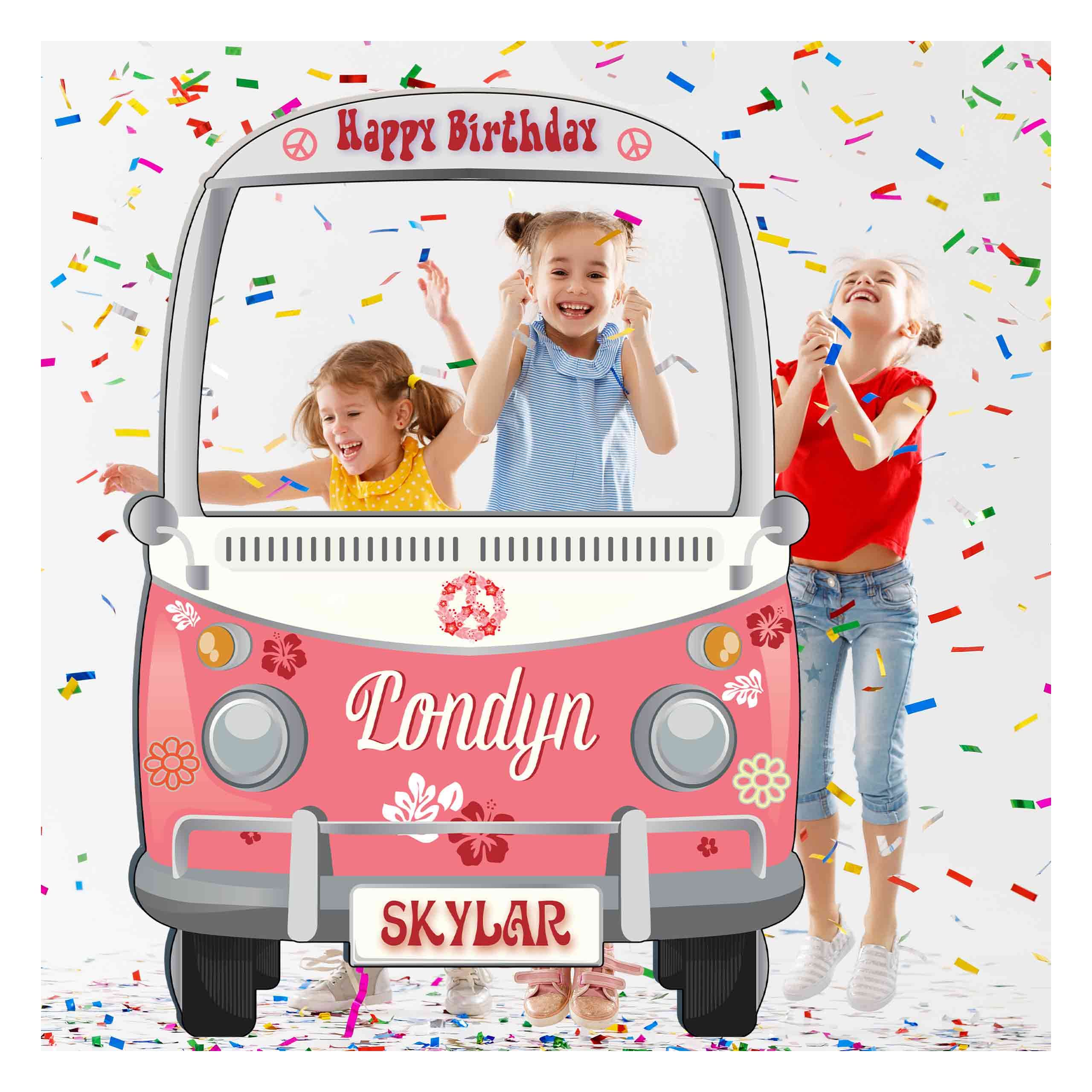 Buy Hippie Decor Van Photo Booth Props; Size 36x24 Personalized 1960s Hippie Selfie Frame