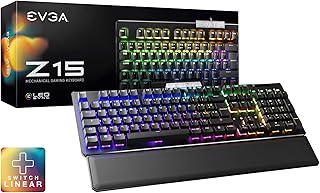 Evga Z15 Rgb Gaming Keyboard, Rgb Backlit Led, Hot Swappable Mechanical Kailh Speed Silver Switches (Linear)