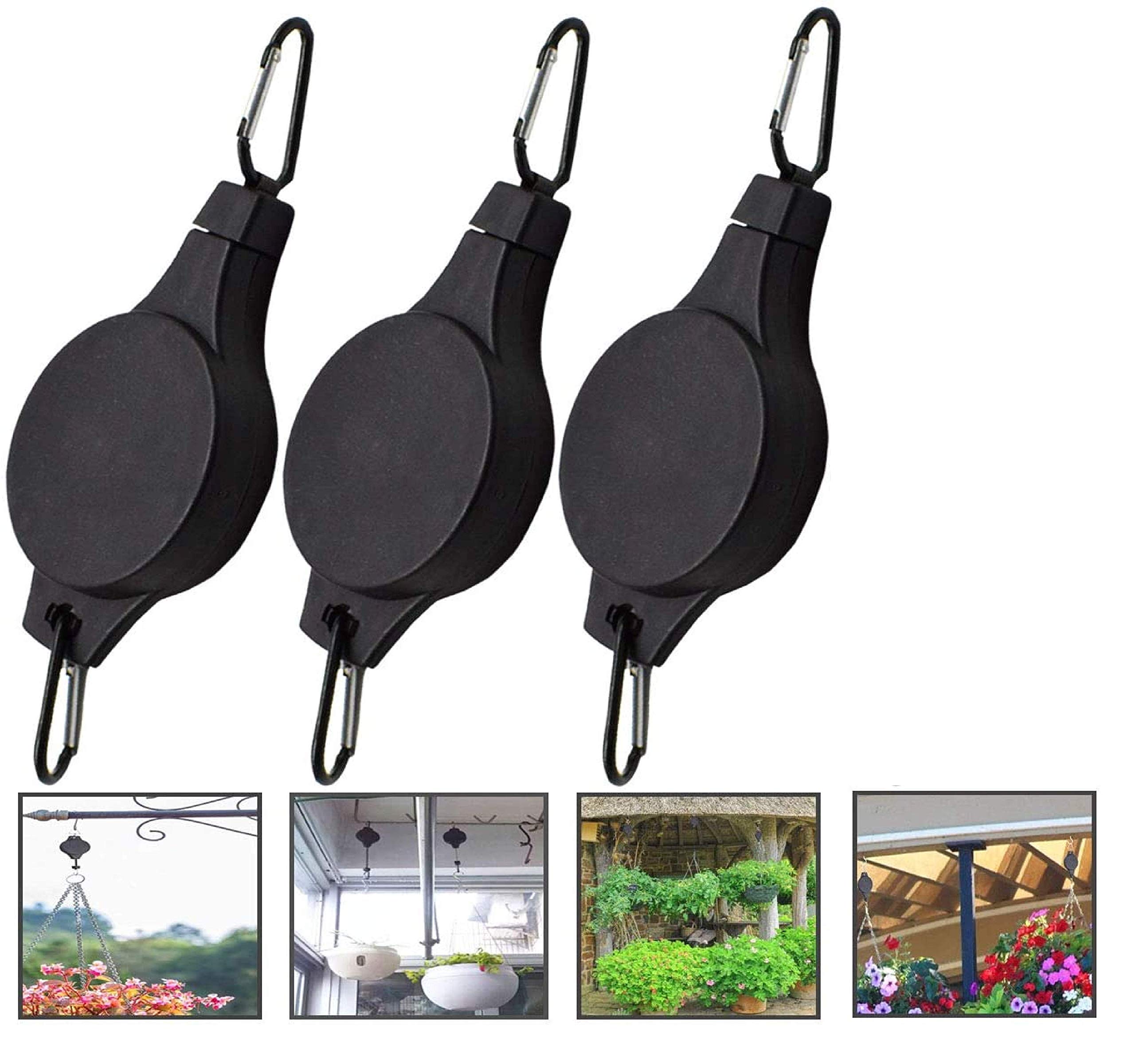 Skyte Black Skyte® 3X Plant Pulley Retractable Hanger Hanging Basket Pulley Adjuster Plant Basket Hook Heavy Duty For Hanging Planters Flower Basket