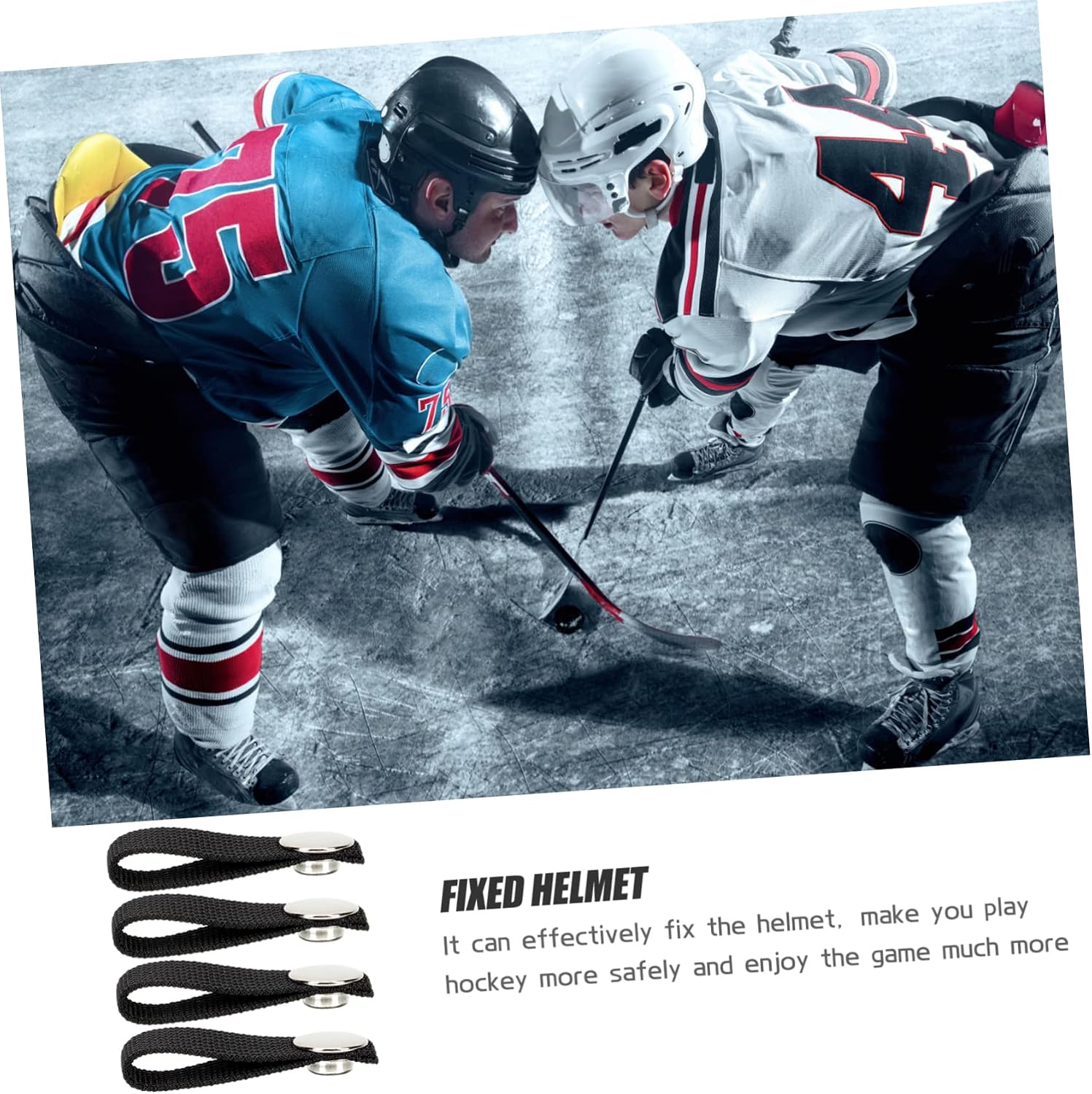 DECHOUS 4pcs Detachable Chin Strap with Single Snap for Hockey Helmet Polyester Replacement Loops Easy to Install Hockey Sports Helmet Accessory for Secure Fit and Breathable Comfort