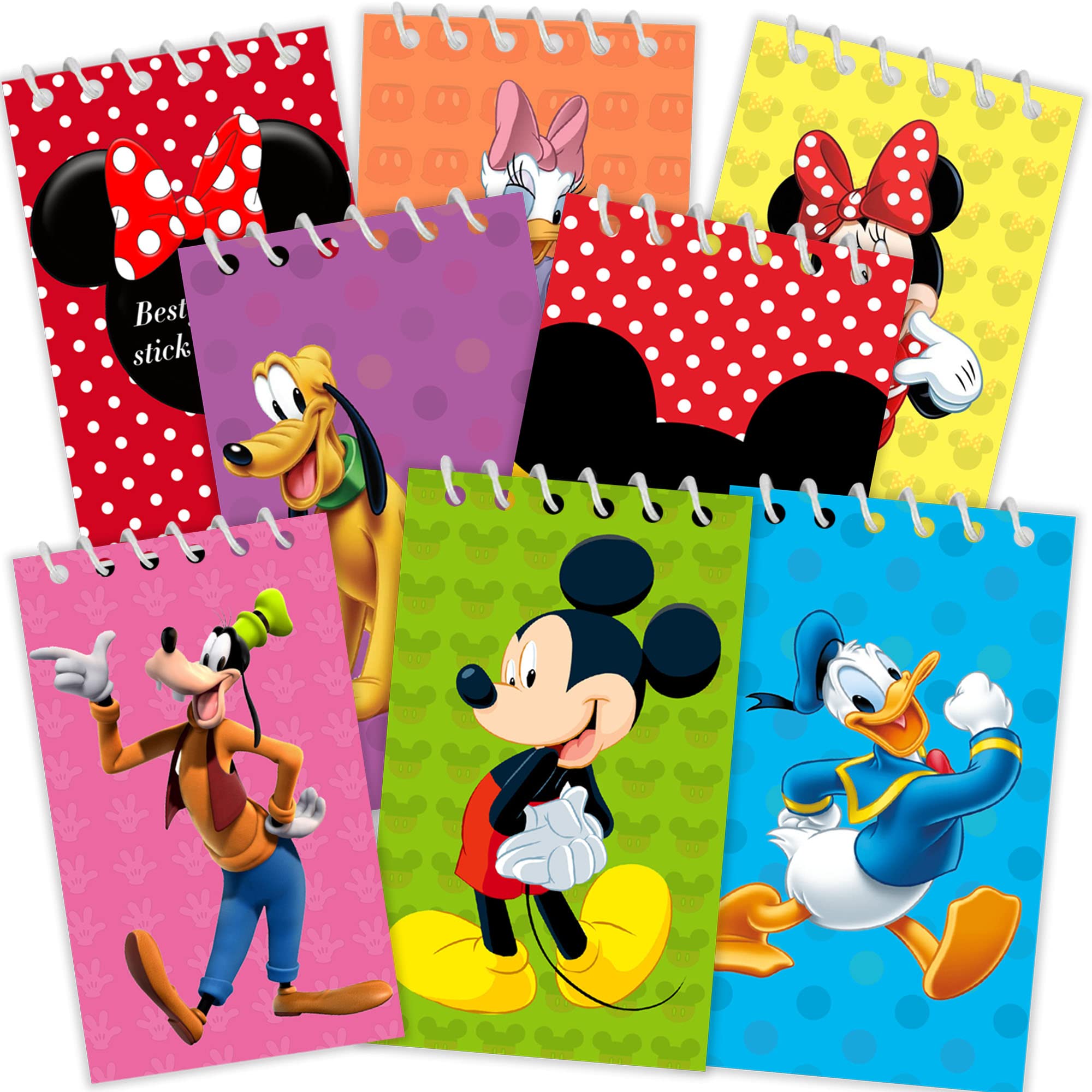 MOEOME Mickey Mouse Birthday Party Supplies, 24Pcs Mini Notepads for Mickey Mouse Party Favors, Mickey Mouse Party Decorations for Children School Party Rewards