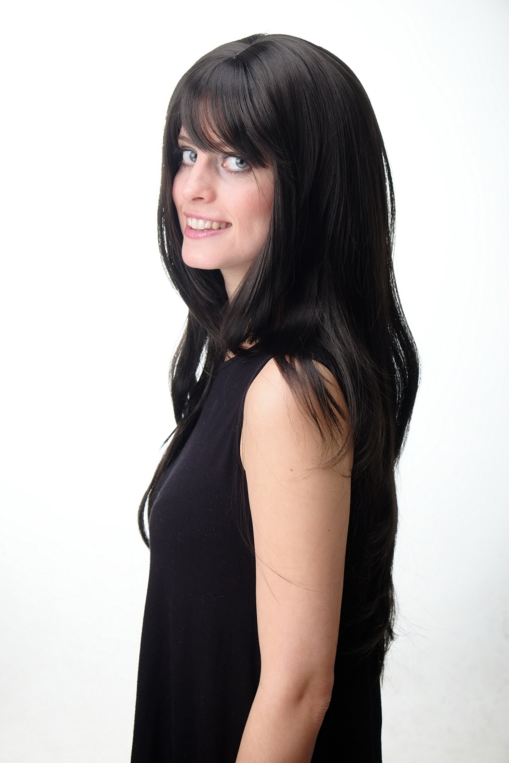 WIG ME UP - GFW09-3 Lady Quality Wig long straight layered fringe bangs dark brown, dark brown (3), 23.62 inch - Image 2