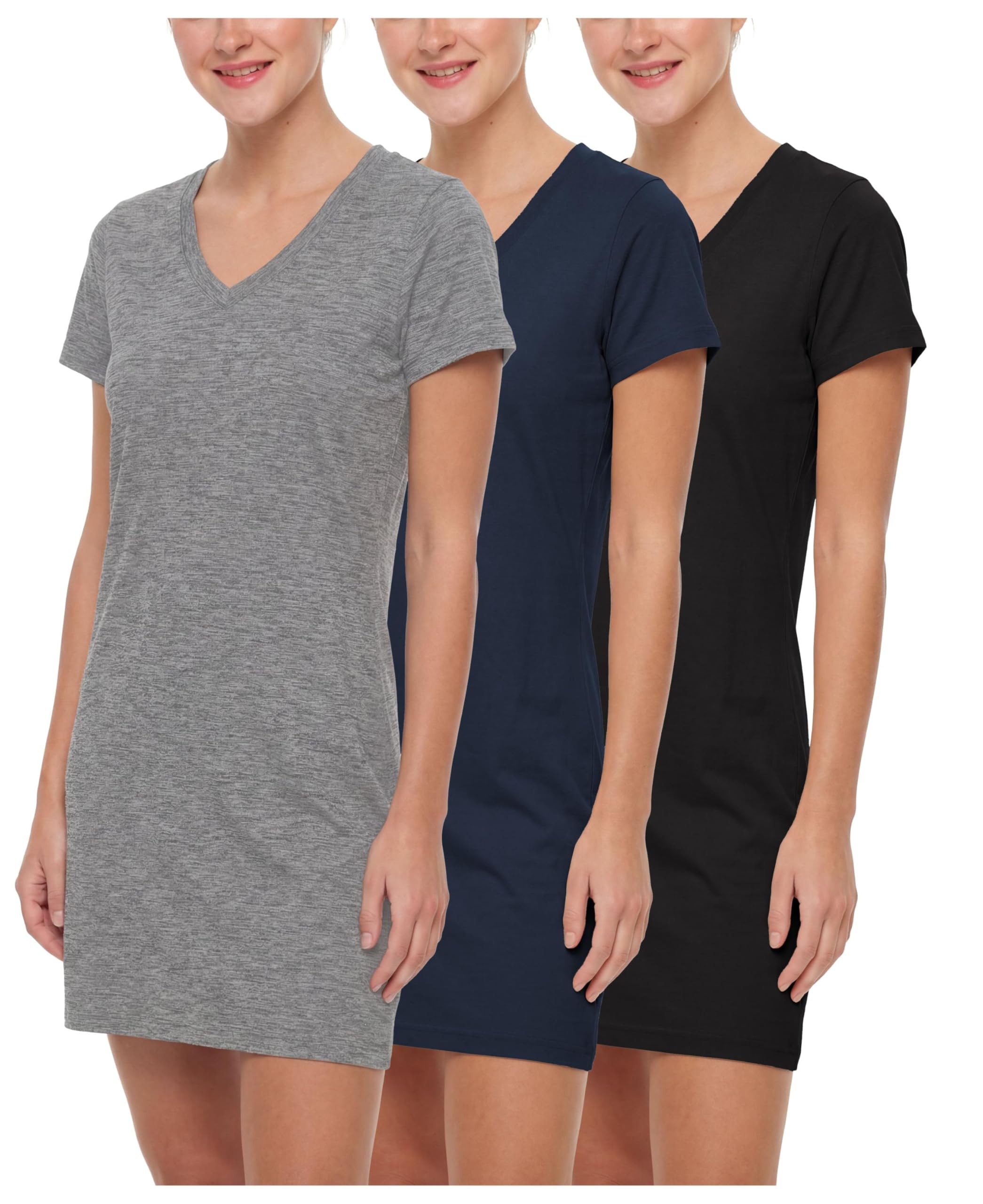 Sexy Basics Women's 100% Cotton Soft Sleep Shirt | Nightwear V-Neck Top | Multi Packs & Colors