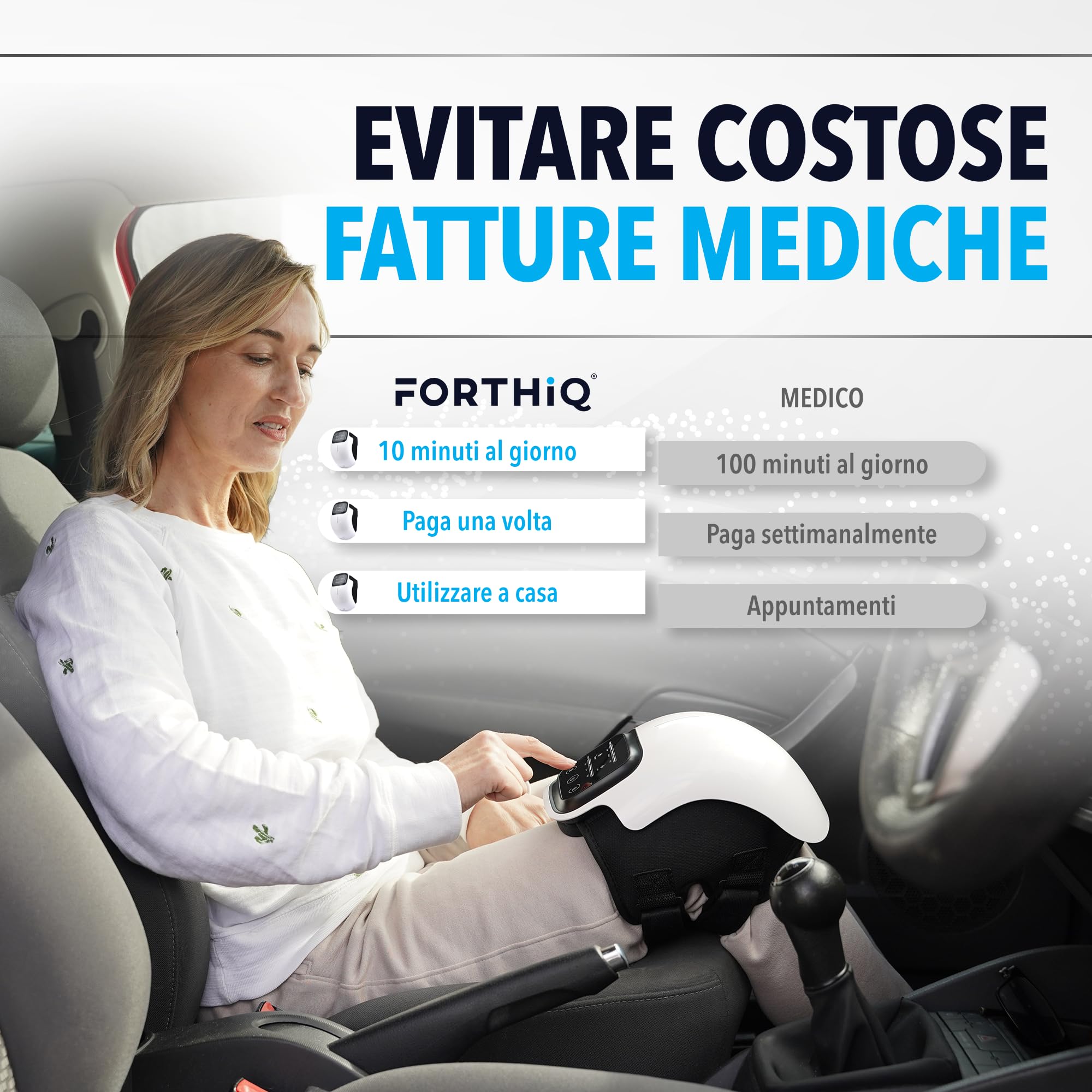 FORTHiQ Massaggiatore per Ginocchio Senza Fili, sollievo da dolore articolare, tecnologia laser infrarossi, vibrazioni terapeutiche per artrite, gonfiore, legamenti stirati e lesioni