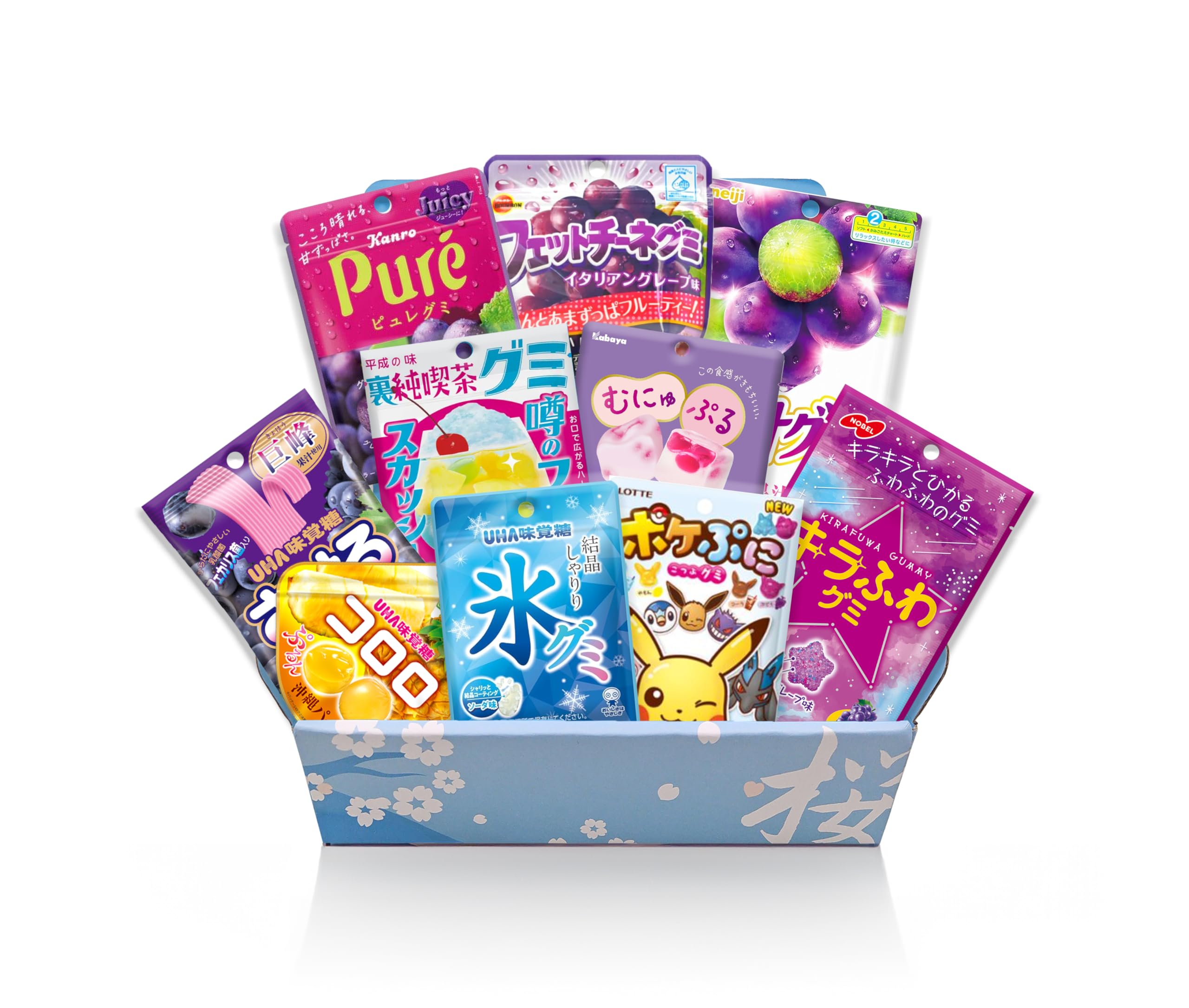 Japanese Gummy Candy Assortment Gift Box, 10 Pieces, Variety Pack with Fettuccine, Pure, Kororo, and Character Gummies