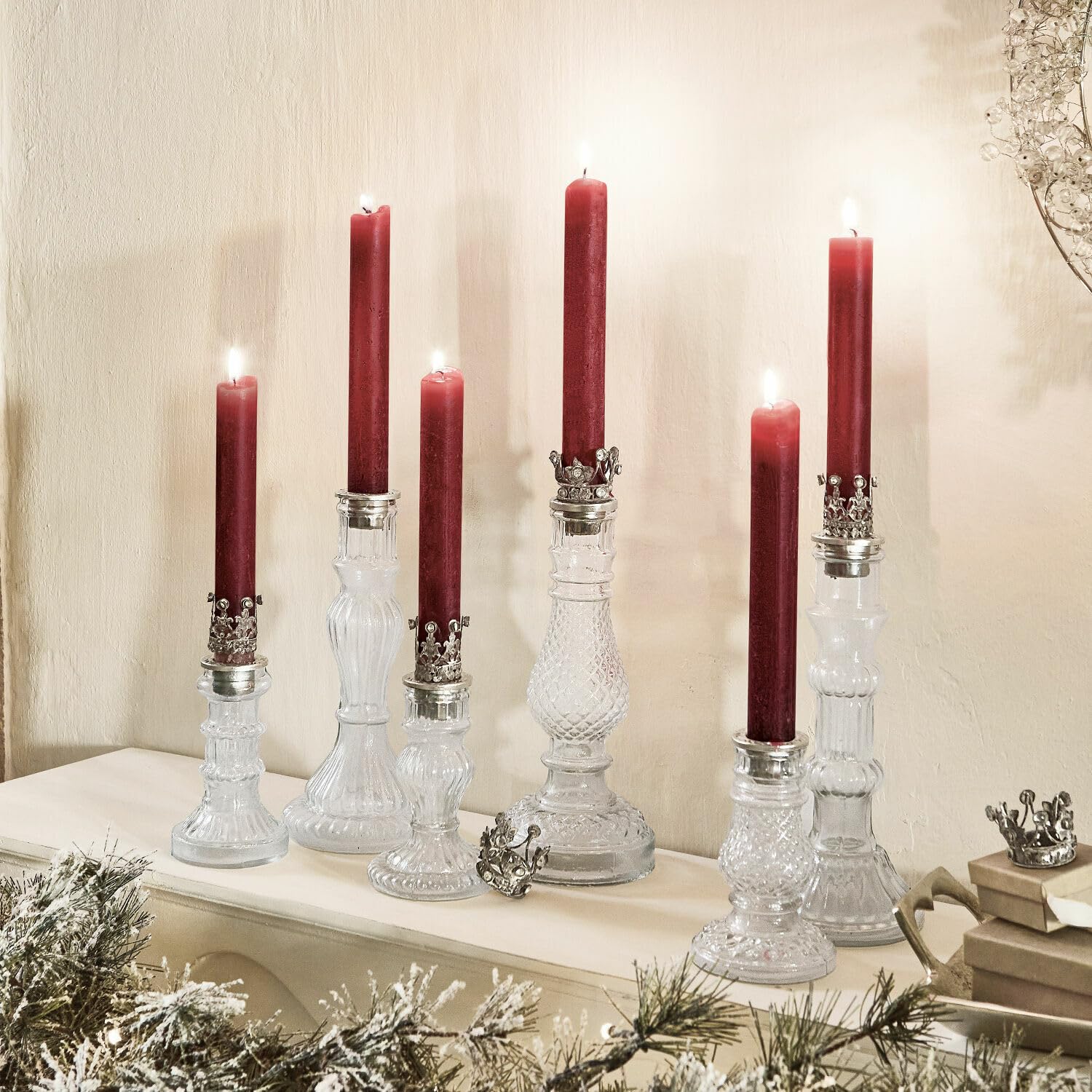 Loberon Kerzenständer 6er Set Youna, klar/Silber