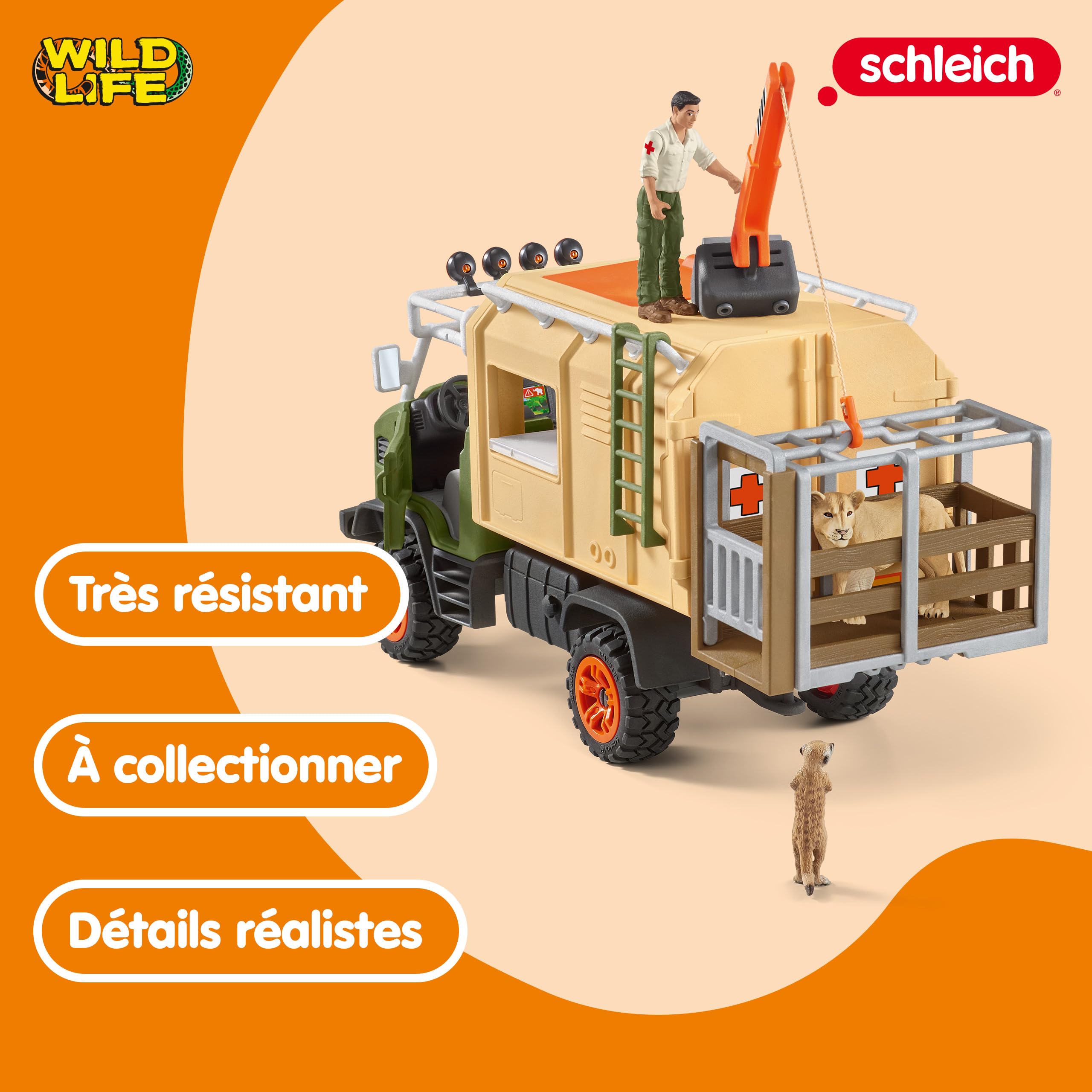 Schleich Wild Life | Gros Camion de Sauvetage d’Animaux 42475 | 45 pièces