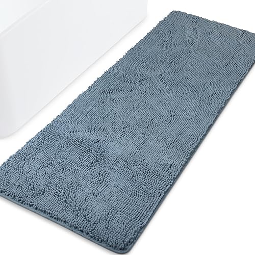 Miniatura 29 de Yeaban Alfombras de baño gris oscuro – Gruesas alfombras de baño de chenilla | Alfombras de baño absorbentes y lavables antideslizantes, alfombras